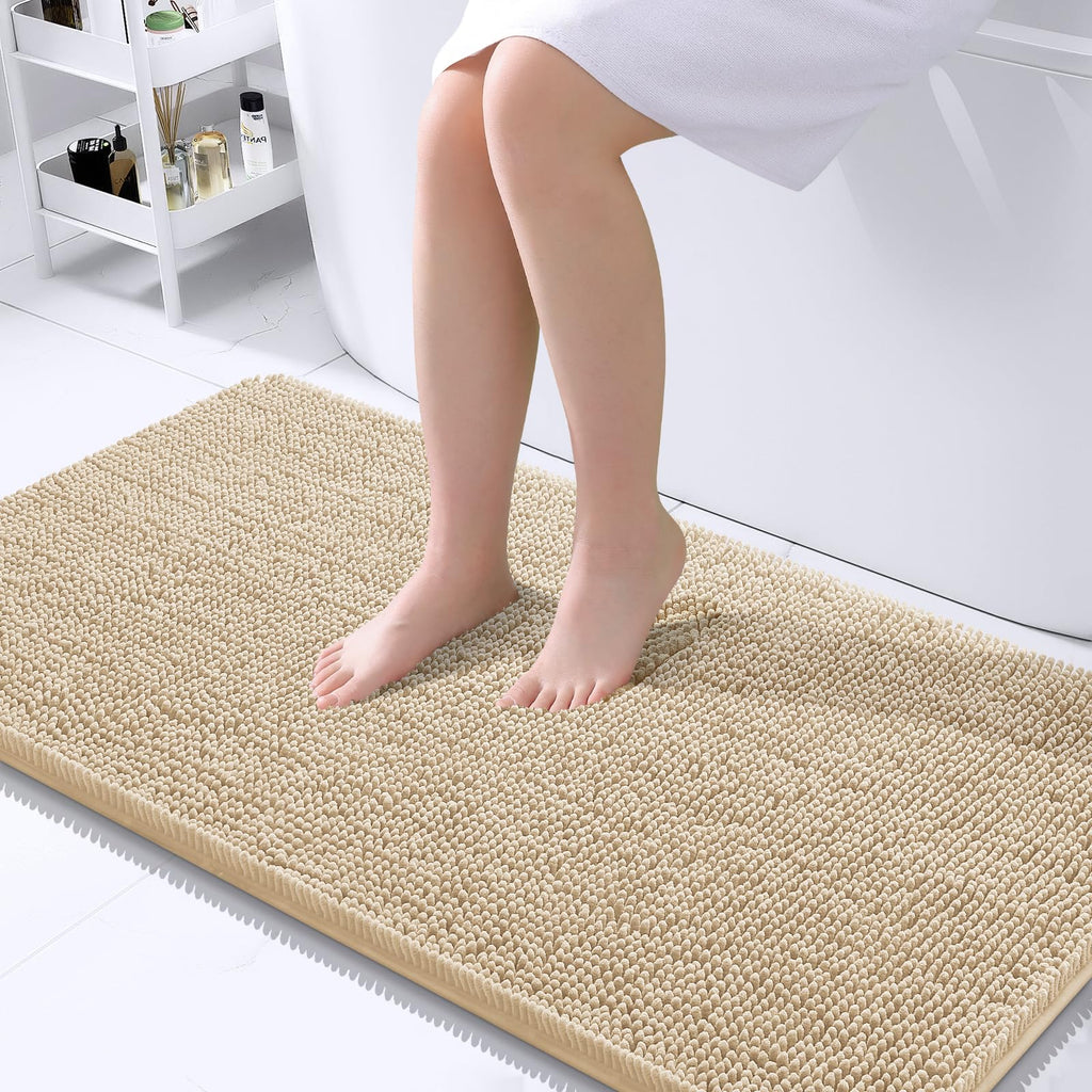 OLANLY Bathroom Rugs 30x20, Extra Soft Absorbent Chenille Bath Rugs, Rubber Backing Quick Dry, Machine Washable Bath Mats for Bathroom Floor, Tub and Shower, Home Decor Accessories, Grey