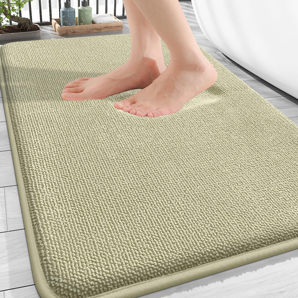 OLANLY Thick Memory Foam Bath Mat Rug 30x20, Extra Soft Absorbent Bathroom Rugs, Quick Dry Bath Mats, Non-Slip, Machine Washable Carpet for Bathroom, Tub and Shower, Home Decor Accessories, Grey