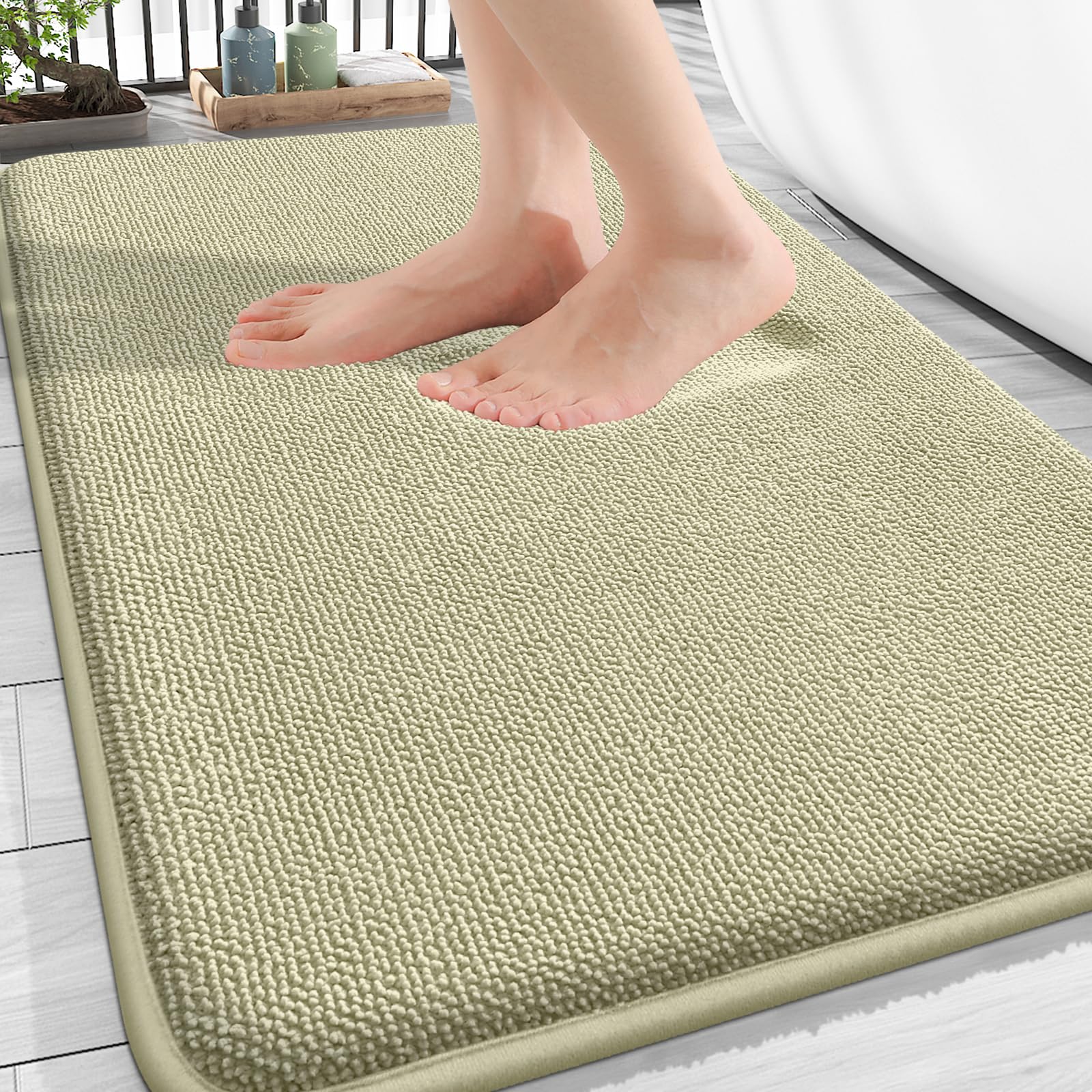 OLANLY Thick Memory Foam Bath Mat Rug 30x20, Extra Soft Absorbent Bathroom Rugs, Quick Dry Bath Mats, Non-Slip, Machine Washable Carpet for Bathroom, Tub and Shower, Home Decor Accessories, Grey