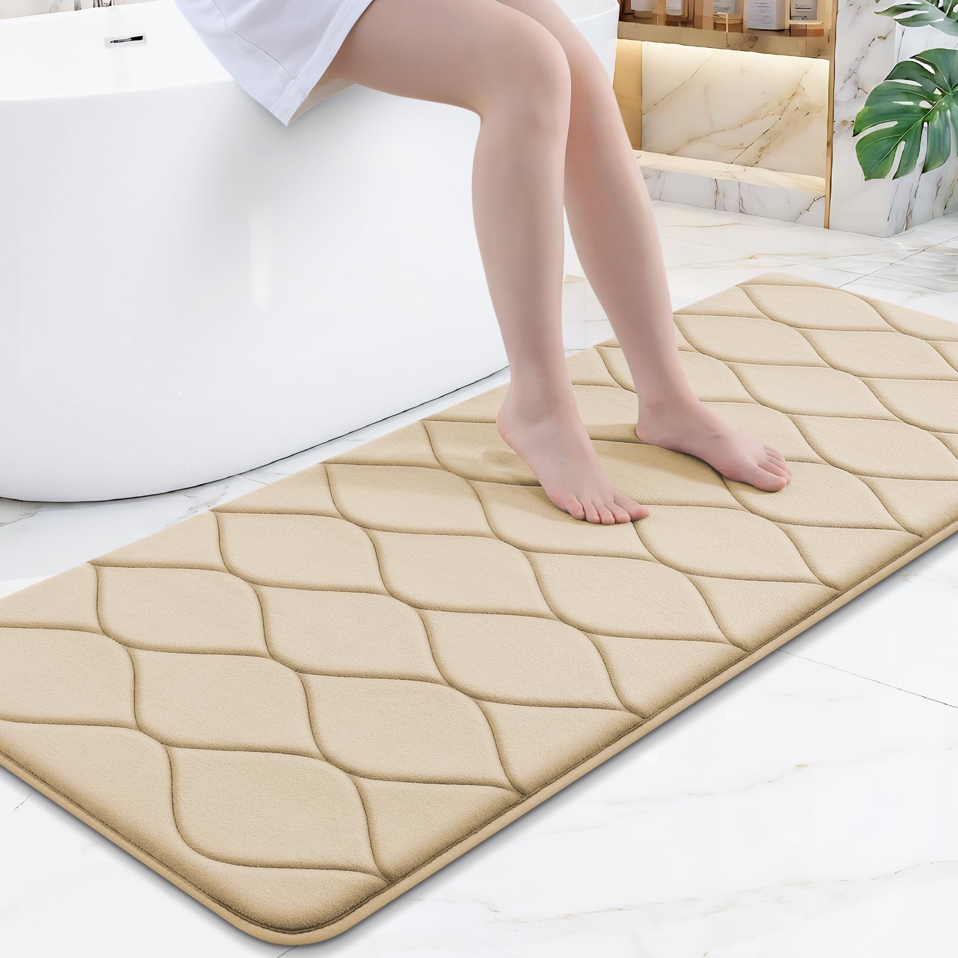 Smiry Memory Foam Bath Mat 30''x20'', Ultra Soft Non-Slip Bathroom Rug, Plush Water Absorbent Quick Dry and Machine Washable Floor Mat for Shower, Tub & Home Decor, Grey