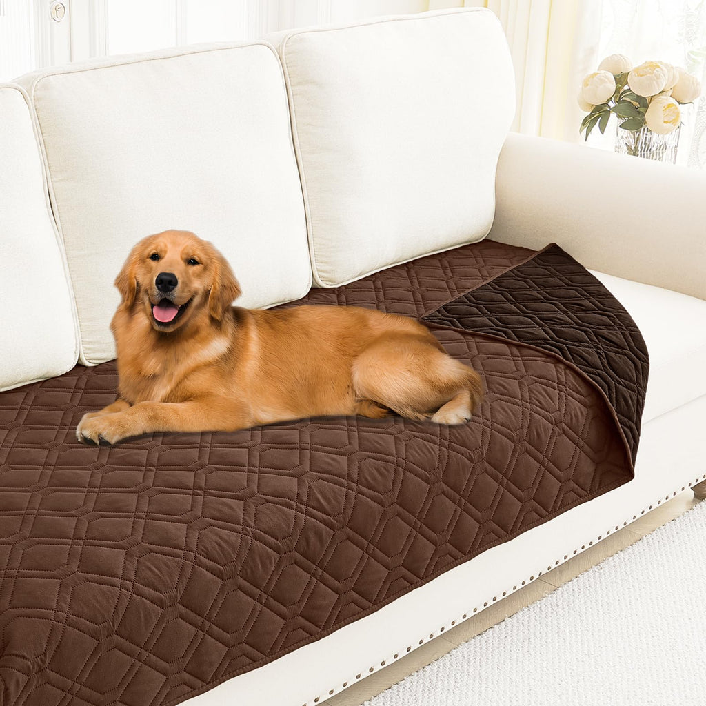 Smiry Waterproof Couch Covers for Dogs Washable, Reversible Pet Couch Covers for 3 Cushion Sofa Pet Friendly, Soft Sofa Furniture Protector for Dogs Cat Kids, Checkered (30"x70", Grey/Dark Grey)