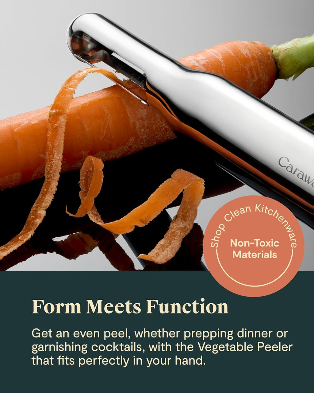 Caraway Vegetable Peeler - Non Toxic Stainless Steel - Essential Kitchen Tool - Ergonomic Handle