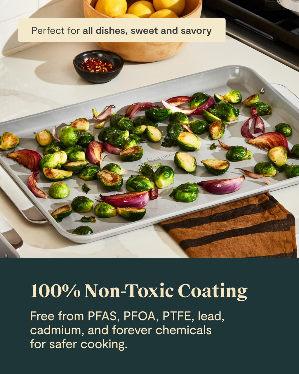Caraway Nonstick Ceramic Small Baking Sheet (9x13”) – Non-Toxic, PTFE & PFOA Free – Oven Safe – Aluminized Steel Core – Mini Sheet Pan for Baking, Roasting & More - Cream