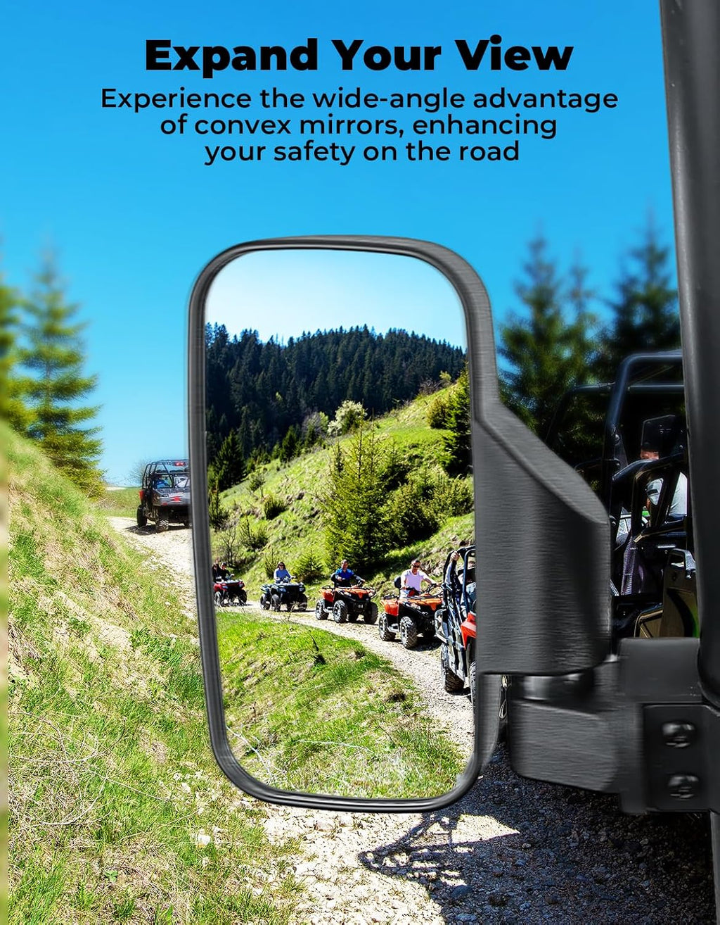 KEMIMOTO UTV Side Mirrors And Center Mirror with 1.6" to 2" Roll Bar Cage, Adjustable Rear View Side Mirrors Compatible with Polaris RZR, Zforce, Commander Maverick X3, Viking, Rhino, Teryx