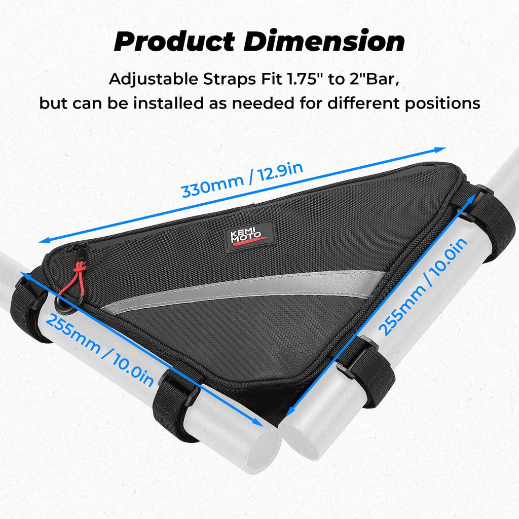 KEMIMOTO UTV Roll Bar Triangle Storage Bag, 2 Packs Water Resistant Universal Roof/Door/Side Armrest Bag Compatible with Most UTV, Road and Mountain Bikes