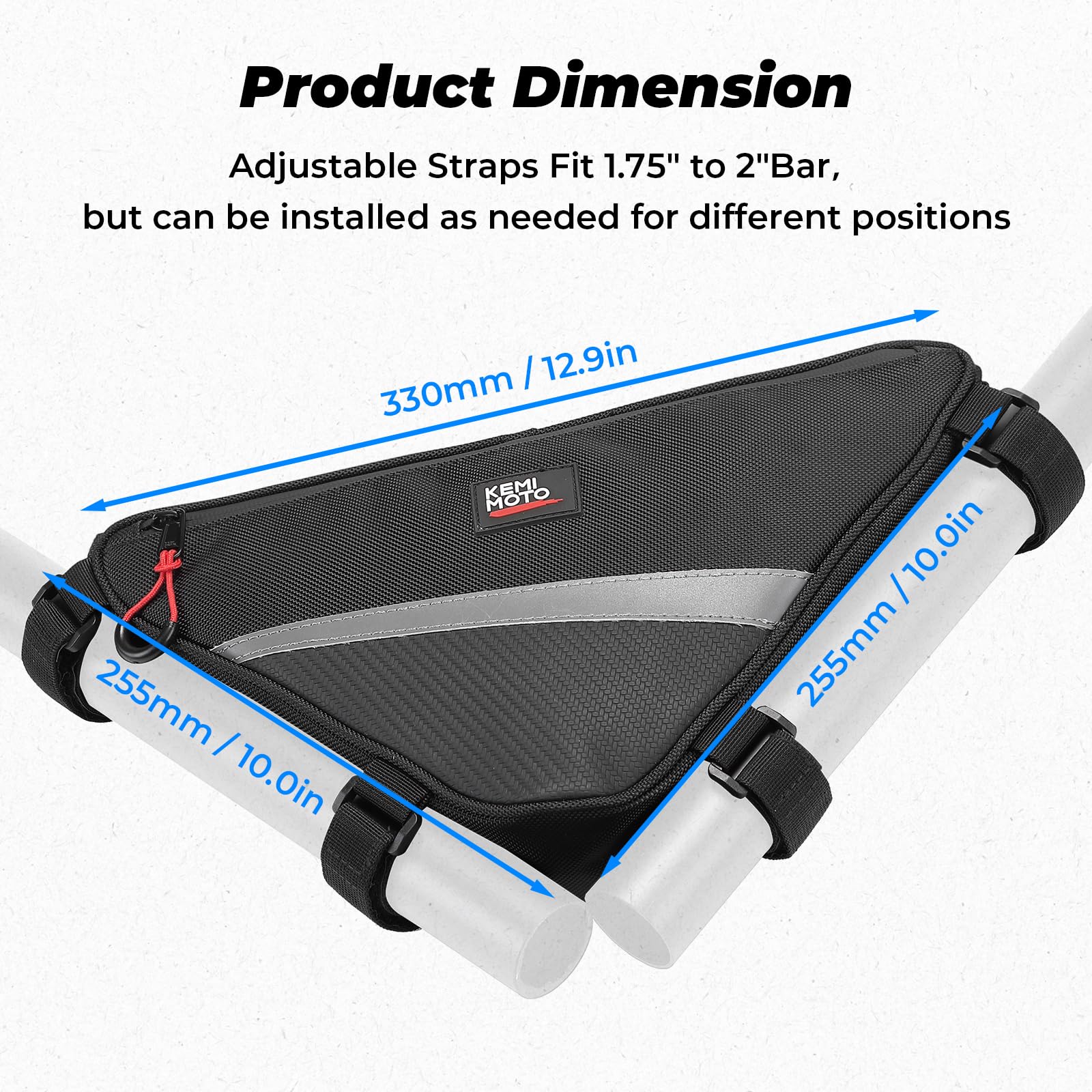 KEMIMOTO UTV Roll Bar Triangle Storage Bag, 2 Packs Water Resistant Universal Roof/Door/Side Armrest Bag Compatible with Most UTV, Road and Mountain Bikes