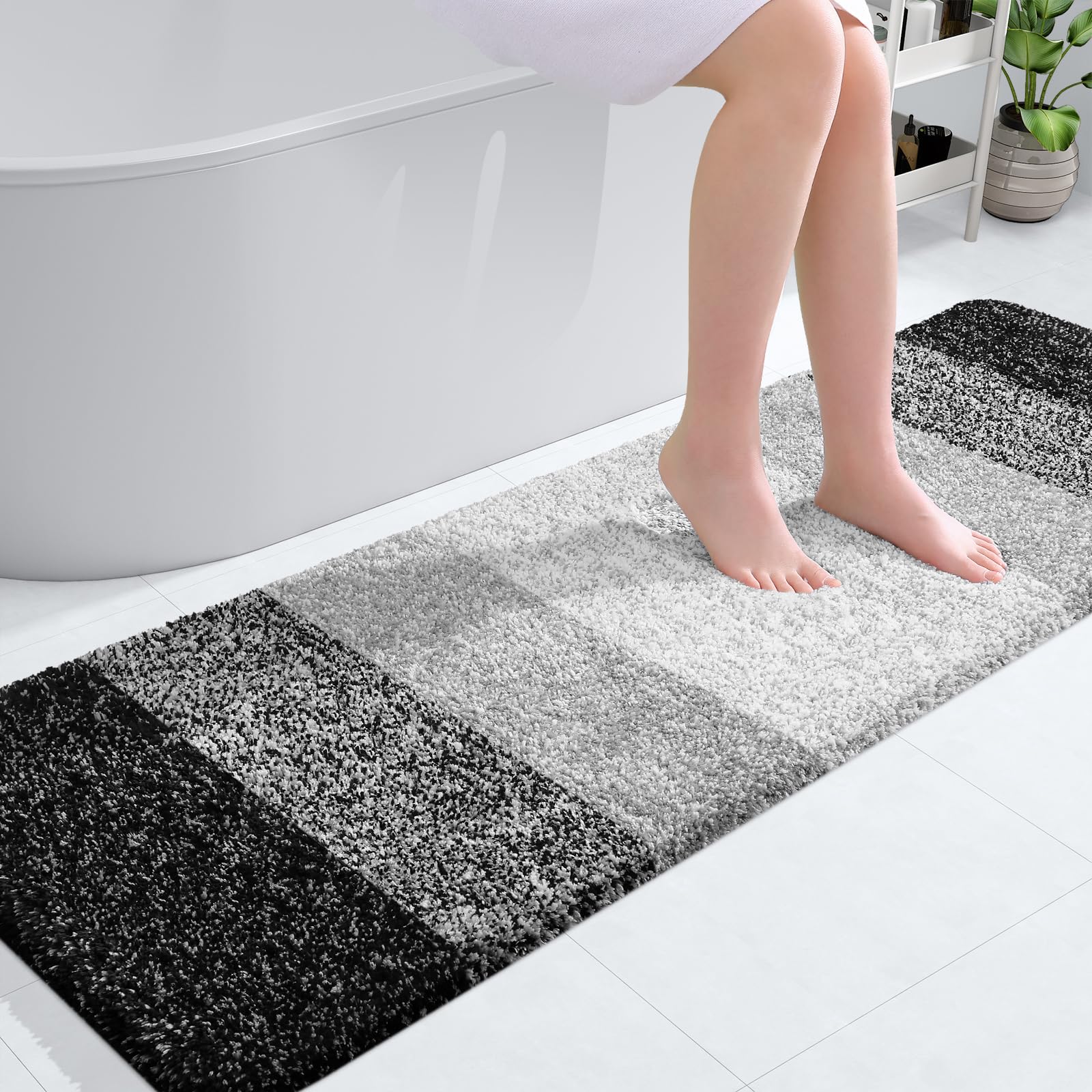 OLANLY Bathroom Rugs Mat 30x20, Extra Soft Absorbent Microfiber Bath Rugs, Rubber Backing, Quick Dry, Machine Washable Bath Mats for Bathroom Floor, Tub and Shower, Home Decor Accessories, Grey