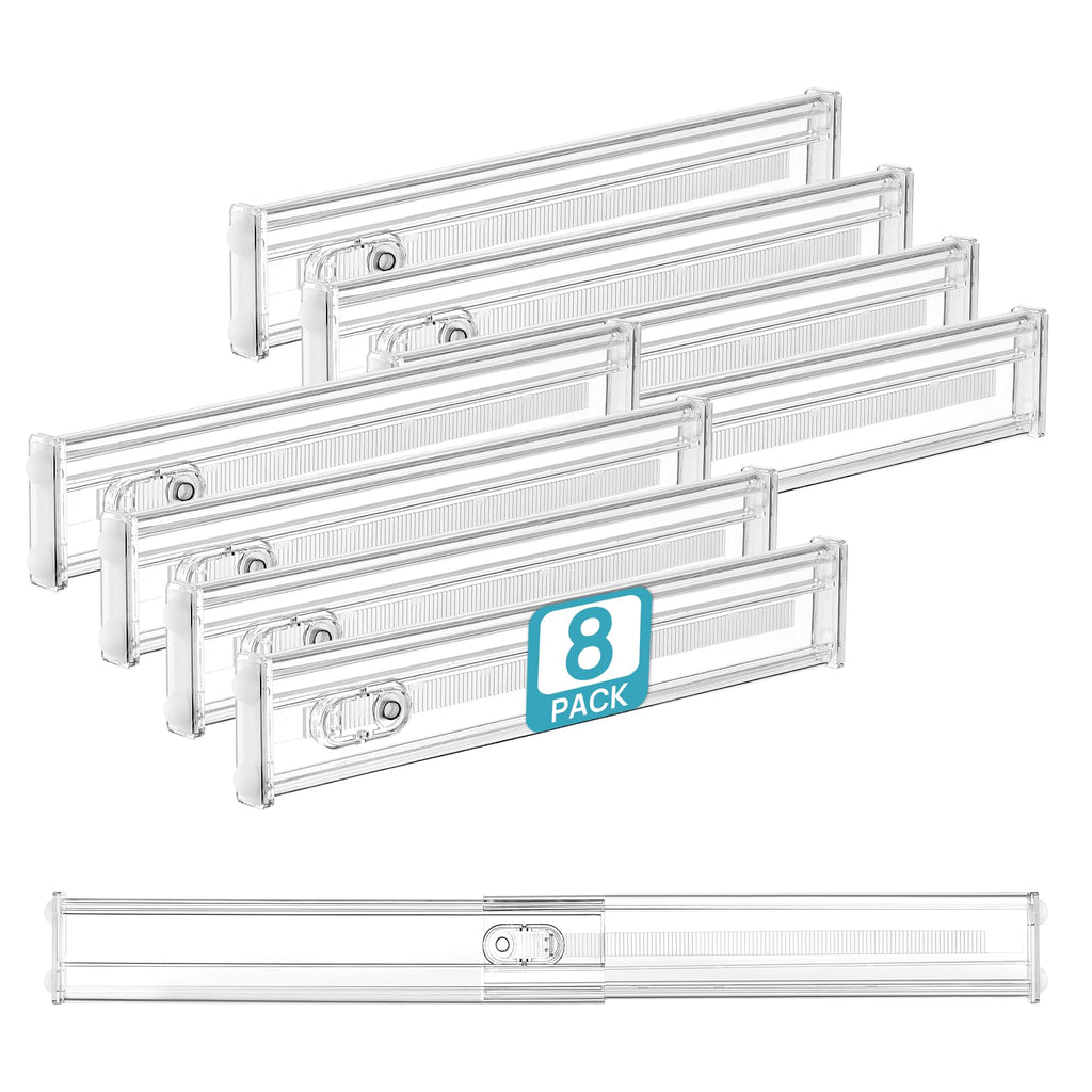 Vtopmart 8 Pack 6" Tall Upgrade Drawer Dividers for Big and Deep Drawer, 12.8"-22.3" Adjustable Expandable Dresser Drawer Organizer, Clear Plastic Separators for Dresser, Baby Supplies, Kitchenware
