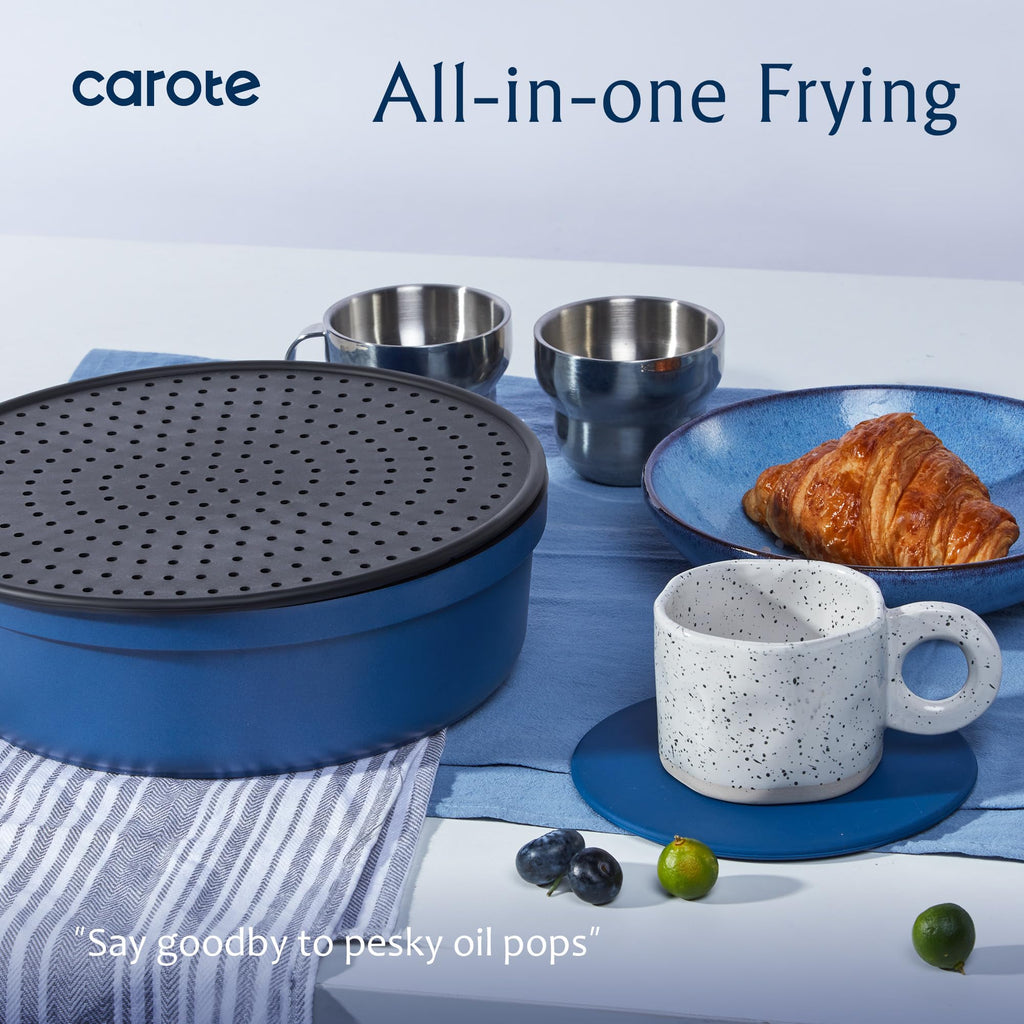 CAROTE 22pcs Pots and Pans Set Non Stick, Nonstick Cookware Set, Dishwasher/Oven/Fridge Safe Pots and Pans, Removable Handle RV Oven Safe Cookware, Induction Kitchen Set, Blue