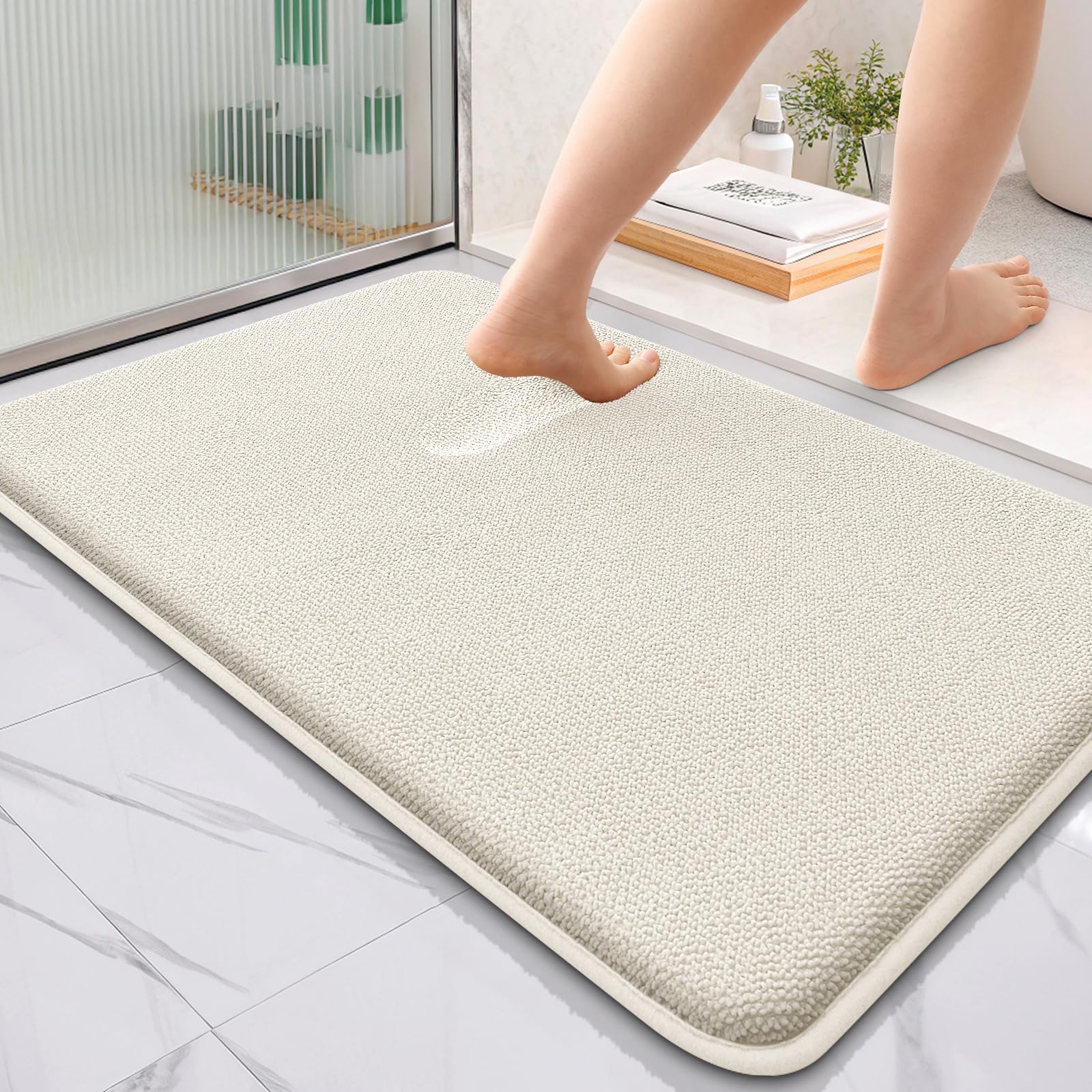 OLANLY Thick Memory Foam Bath Mat Rug 30x20, Extra Soft Absorbent Bathroom Rugs, Quick Dry Bath Mats, Non-Slip, Machine Washable Carpet for Bathroom, Tub and Shower, Home Decor Accessories, Grey