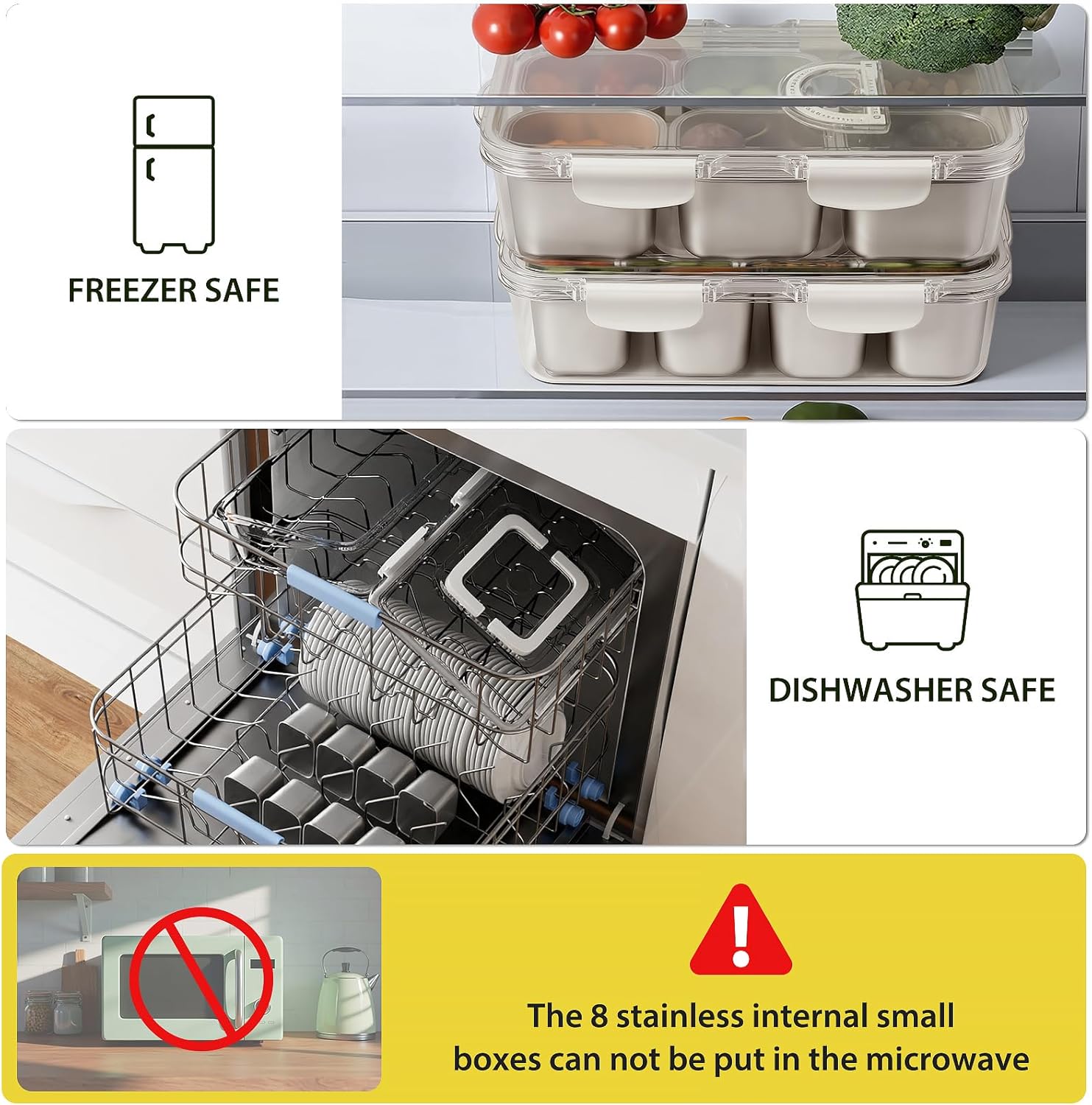 Freshmage Snackle Box Container and Stainless Steel Food Storage Containers with Lids