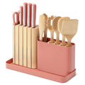 Caraway 14-Piece Kitchen Prep Set - Kitchen Knife Set & Wooden Utensil Set - Made With Premium German Steel Blades & FSC-Certified Birch Wood - Non-Toxic Materials - Includes Organizer - Cream