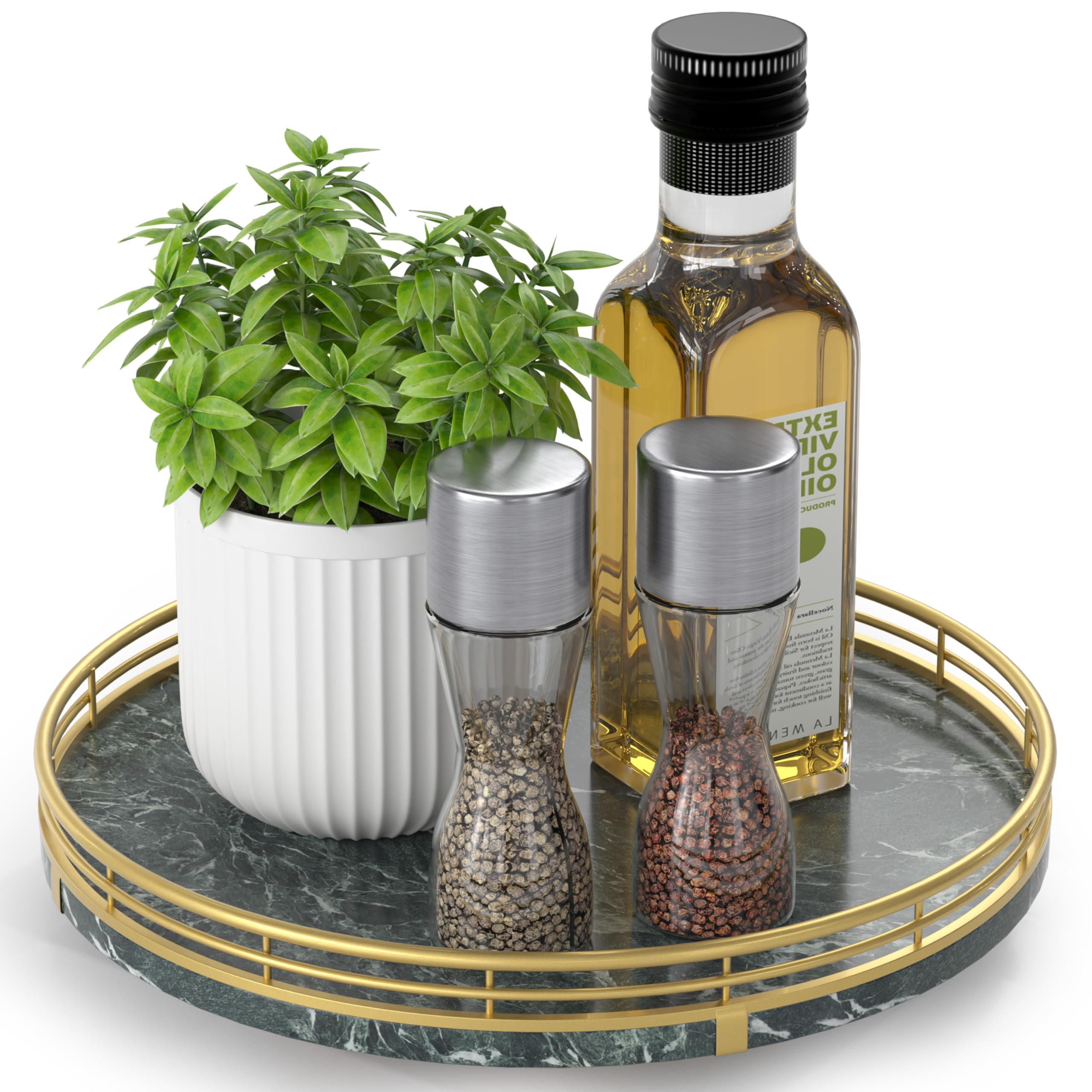 Farmhouse Oak 9" Lazy Susan Turntable Organizer for Cabinet, Round Wooden Lazy Susan Organization and Storage for Dining Table, Pantry, Kitchen, Countertop, Cupboard,Home Decor, Walnut Wood