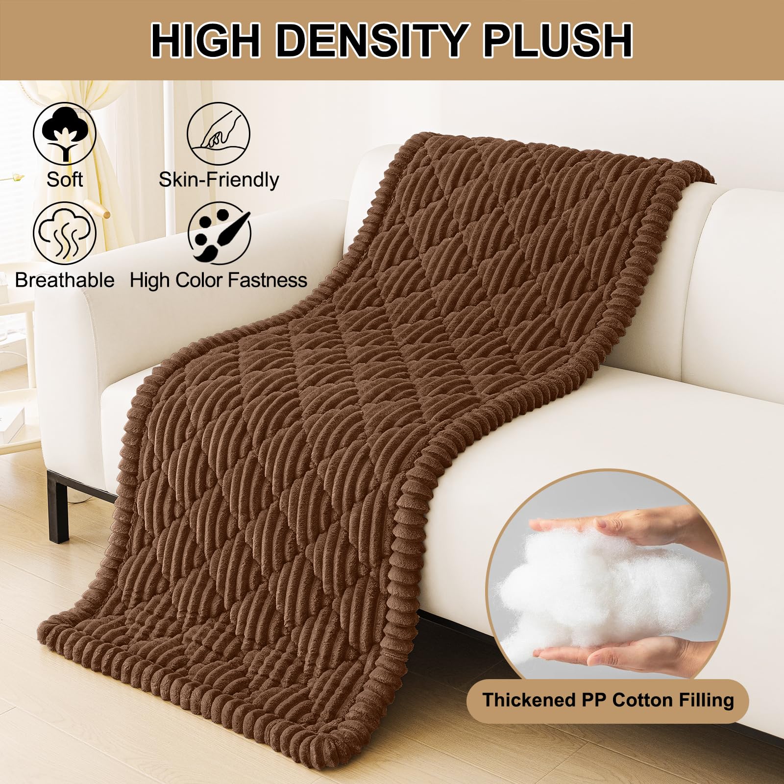 Smiry Pet Couch Cover for Dogs Washable, Non-Slip Fuzzy Couch Covers for 3 Cushion Sofa Pet Friendly, Soft Thick Furniture Protector Sofa Slipcover Mat for Dogs (Camel, 27.6" x 59")