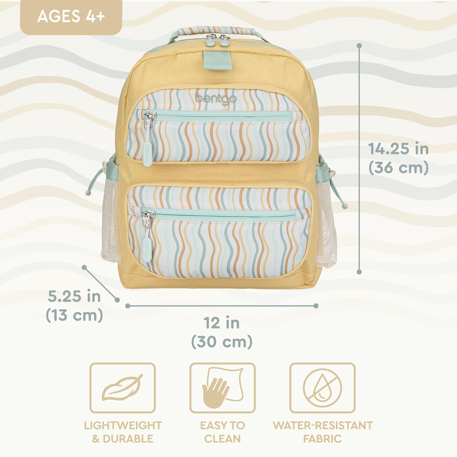 Bentgo® Kids 14” Backpack Set With Kids Prints Lunch Box (Wavy)