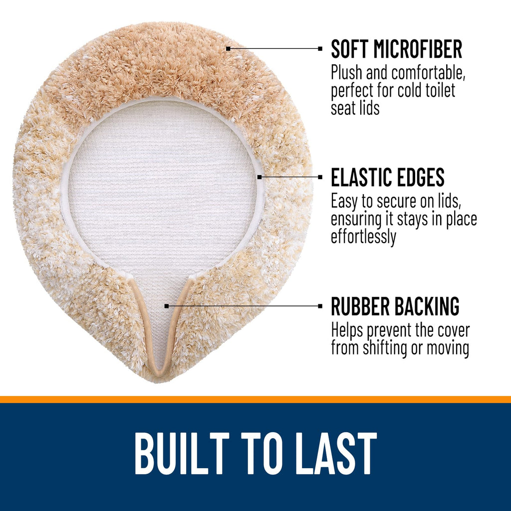 OLANLY Soft Microfiber Bathroom Toilet Lid Cover, Machine Washable Seat Covers, 17.5x15, Stays in Place Rubber Backing, Fits Most Round, Elongated and Oblong Lids, Accessories Decor, Gray