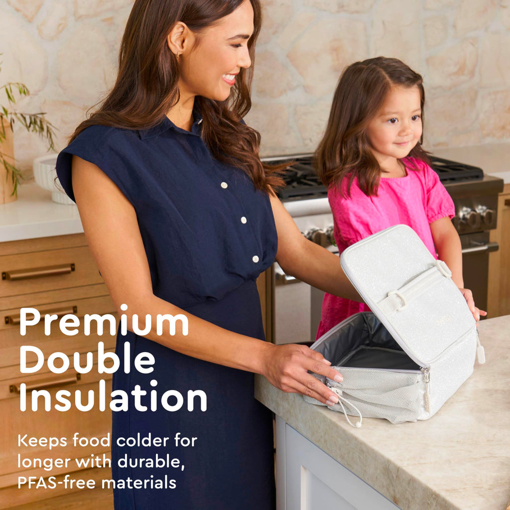 Bentgo Kids Lunch Bag - Durable, Double-Insulated Lunch Bag for Kids 3+; Holds Lunch Box, Water Bottle, & Snacks; Easy-Clean Water-Resistant Fabric & Multiple Zippered Pockets (Mermaid)