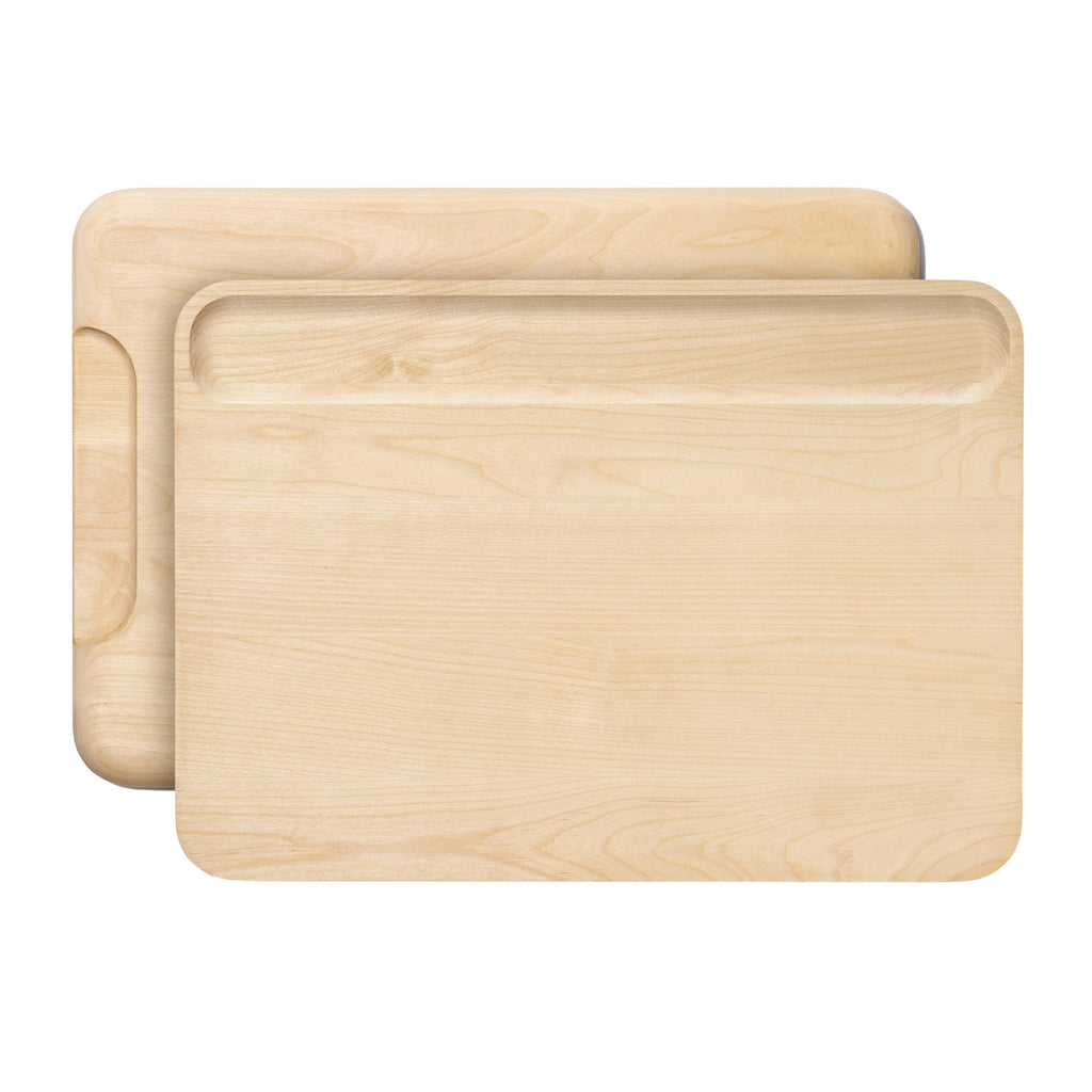 Caraway 4-Piece Double Sided Wood Cutting Board Set - Made From FSC-Certified Birch Wood - Mineral Oil & Wax Finish - 3 Sizes - Small, Medium, & Large - Storage Organizers Included