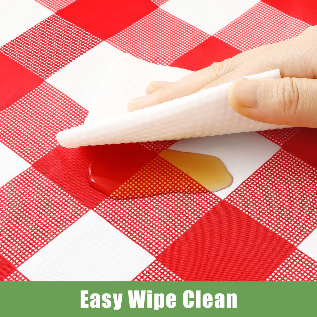 Smiry 3 Pack Red Gingham Disposable Tablecloths - 54" x 108" Heavy Duty Plastic Table Cloth, Waterproof Buffalo Plaid Table Covers for Picnic, Banquets, Outdoor Parties