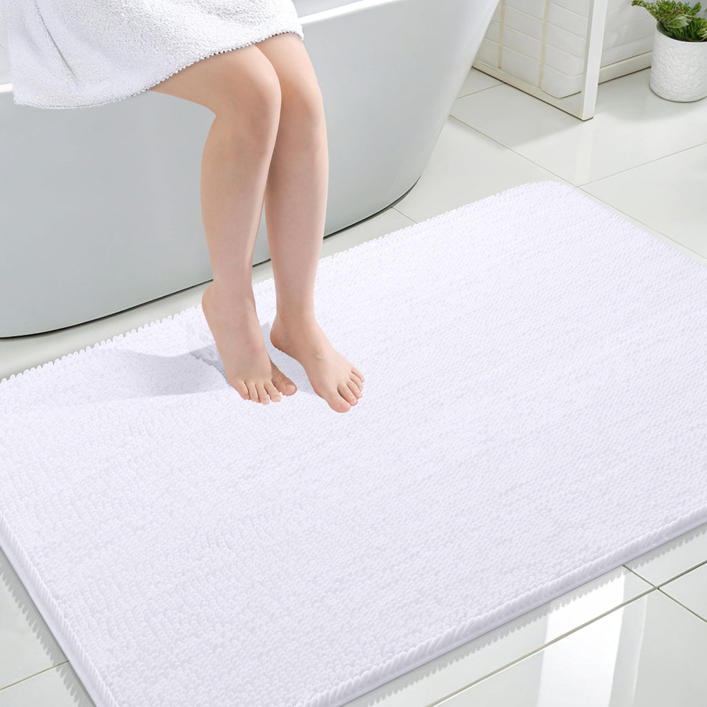OLANLY Bathroom Rugs 30x20, Extra Soft Absorbent Chenille Bath Rugs, Rubber Backing Quick Dry, Machine Washable Bath Mats for Bathroom Floor, Tub and Shower, Home Decor Accessories, Grey