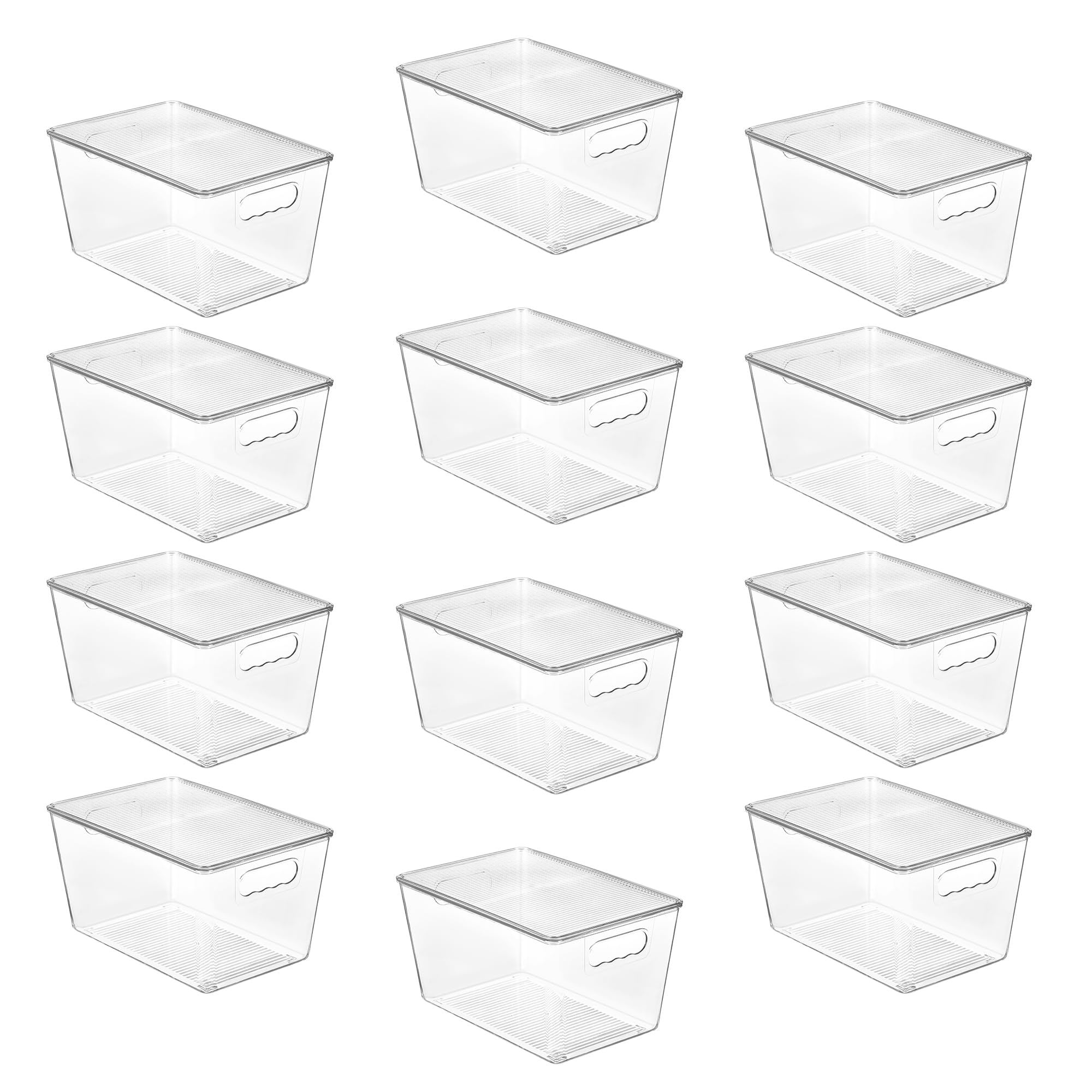 Vtopmart 6 Pack Clear Stackable Storage Bins with Lids, Large Plastic Containers with Handle for Pantry Organizer and Storage,Perfect for Bathroom,Cabinet,Kitchen,Fridge,Closet Organization