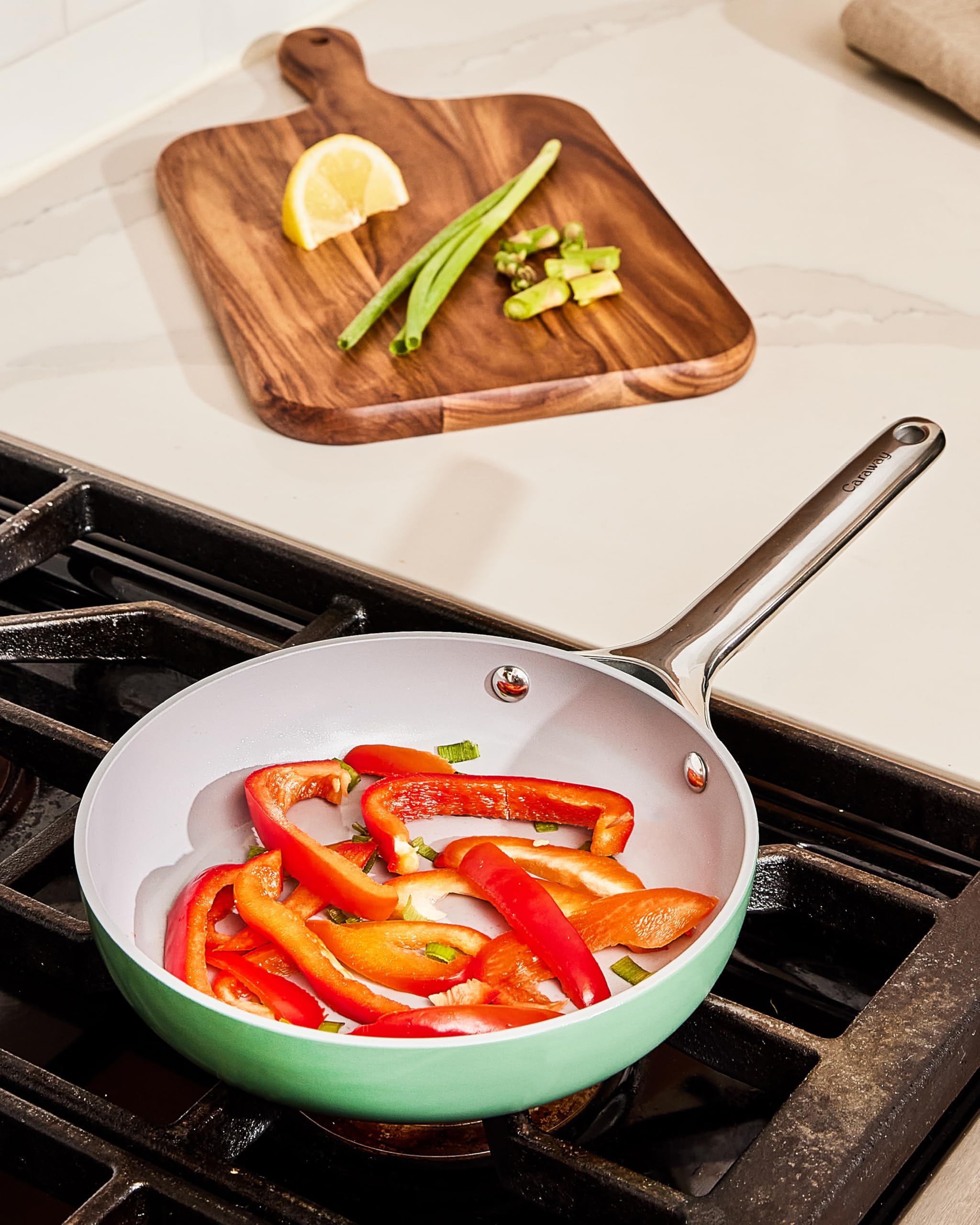 Caraway Nonstick Ceramic Frying Pan (2.7 qt, 10.5") - Non Toxic, PTFE & PFOA Free - Oven Safe & Compatible with All Stovetops (Gas, Electric & Induction) - Cream