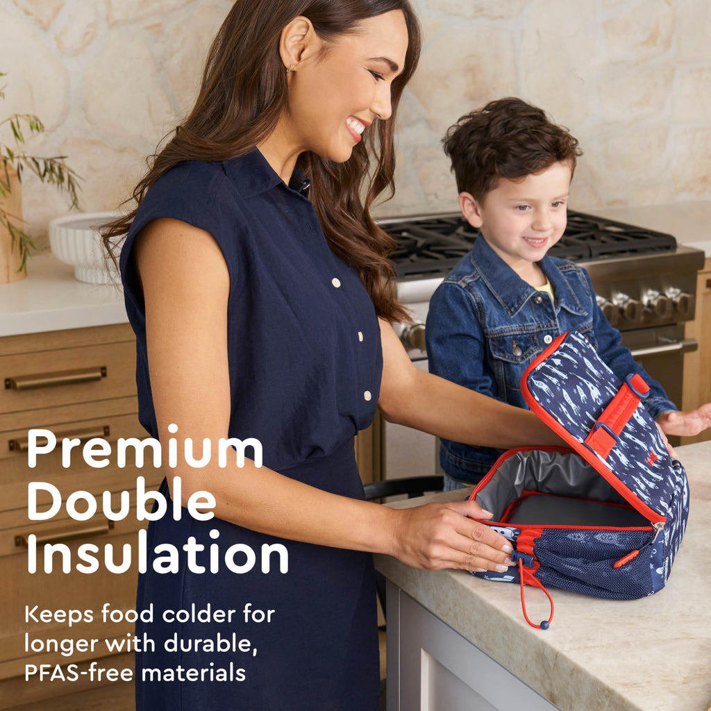 Bentgo Kids Lunch Bag - Durable, Double-Insulated Lunch Bag for Kids 3+; Holds Lunch Box, Water Bottle, & Snacks; Easy-Clean Water-Resistant Fabric & Multiple Zippered Pockets (Mermaid)