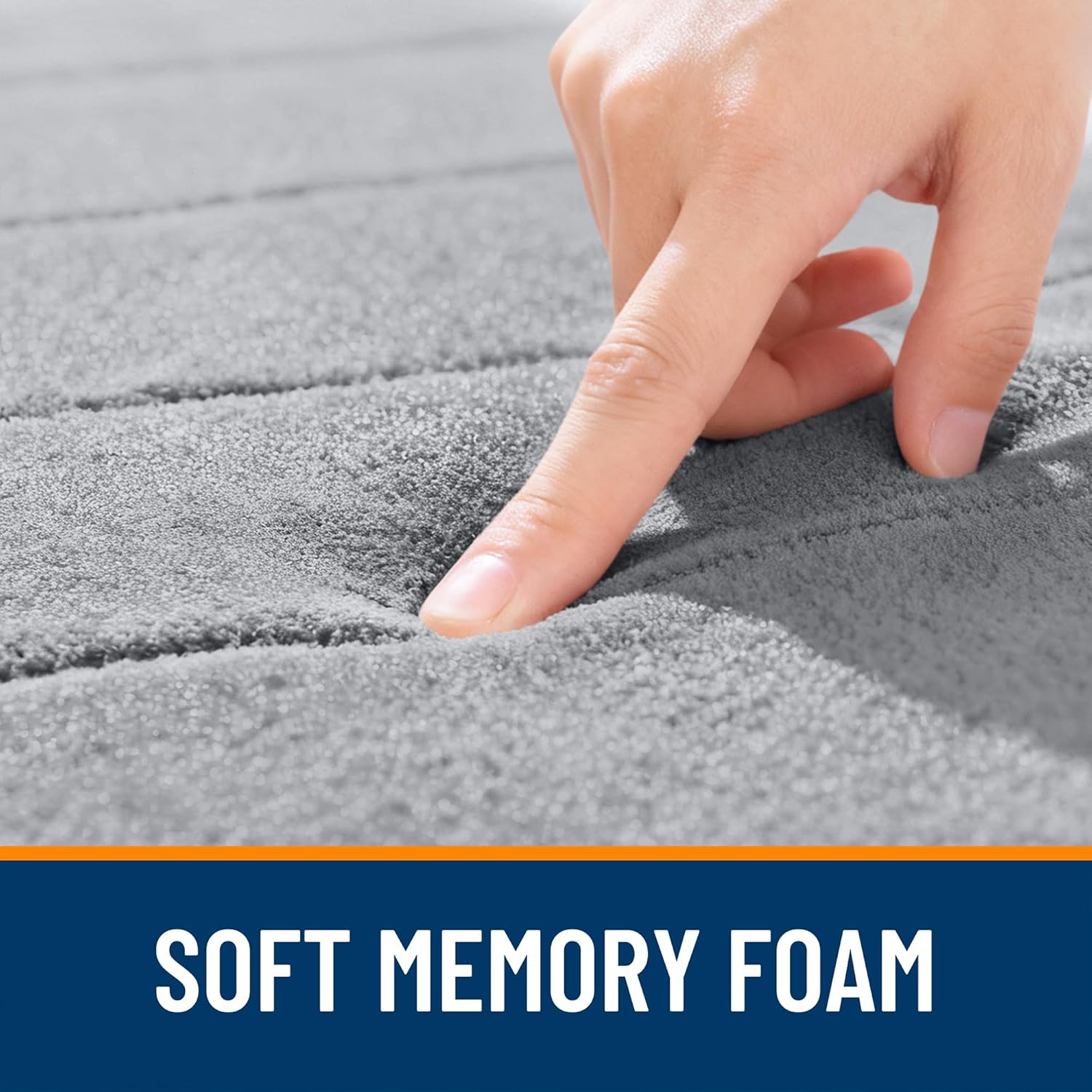 OLANLY Memory Foam Bath Mat 30x20, Super Soft Absorbent Bathroom Rugs, Quick Dry, Machine Washable Shower Floor Rugs, Bathmat Carpet, Bathroom Home Decor Accessories, Grey