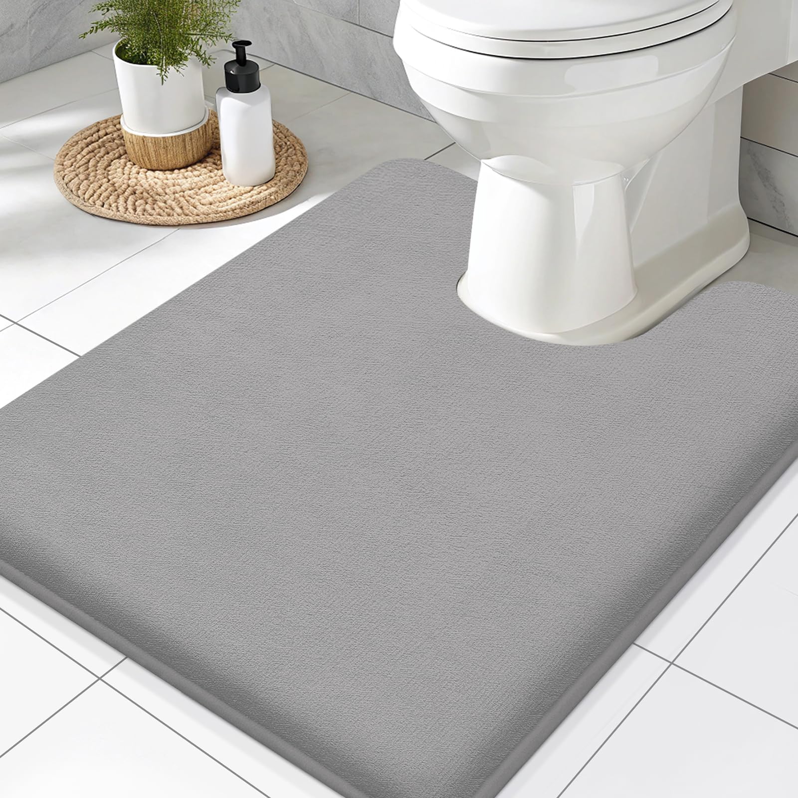 Smiry Memory Foam Bath Mat 30x20, Extra Soft and Absorbent Bathroom Mats, Non Slip Washable Carpet for Floor, Shower and Tub, Black