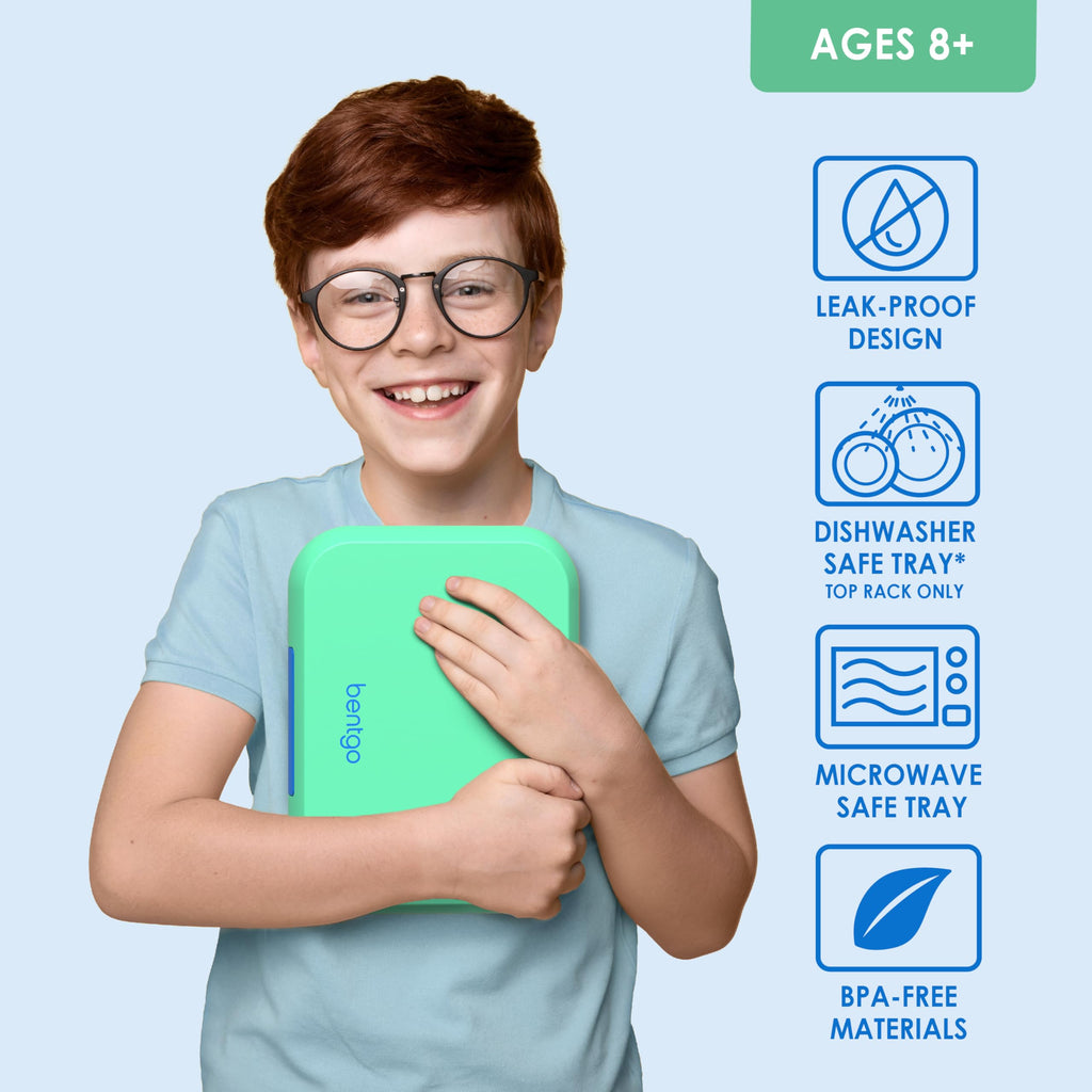 Bentgo Pop - Leak-Proof Lunch Box & Removable Divider for Ages 8+ & Teens - Lunch Container Holds 5 Cups of Food; 3-4 Compartments; Microwave/Dishwasher Safe; 2 Year Warranty (Navy Blue/Chartreuse)