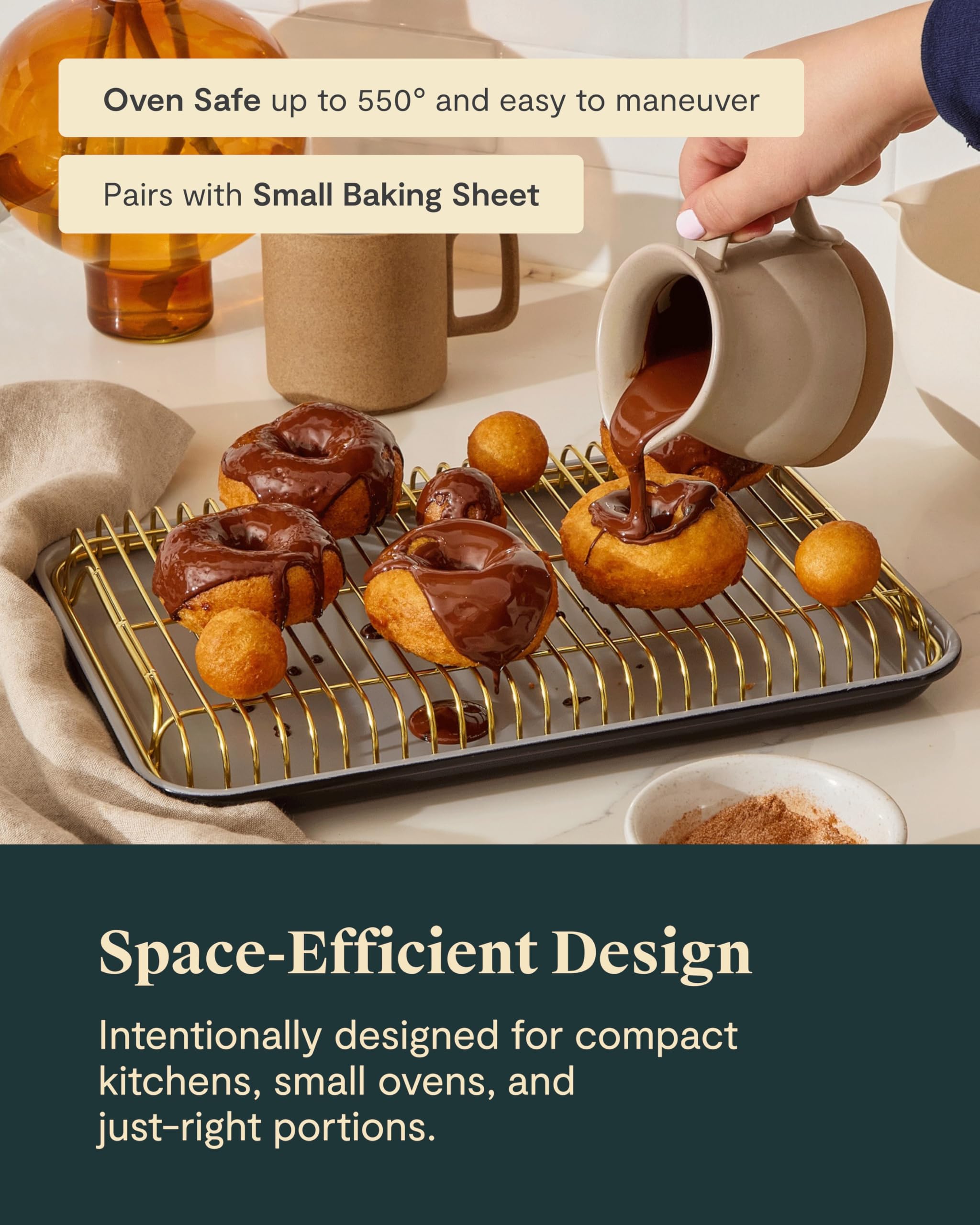 Caraway Stainless Steel Cooling Rack - 18" x 13" - For Cooling Baked Goods, Icing, & More - Designed to Fit Into Our Large Baking Sheet