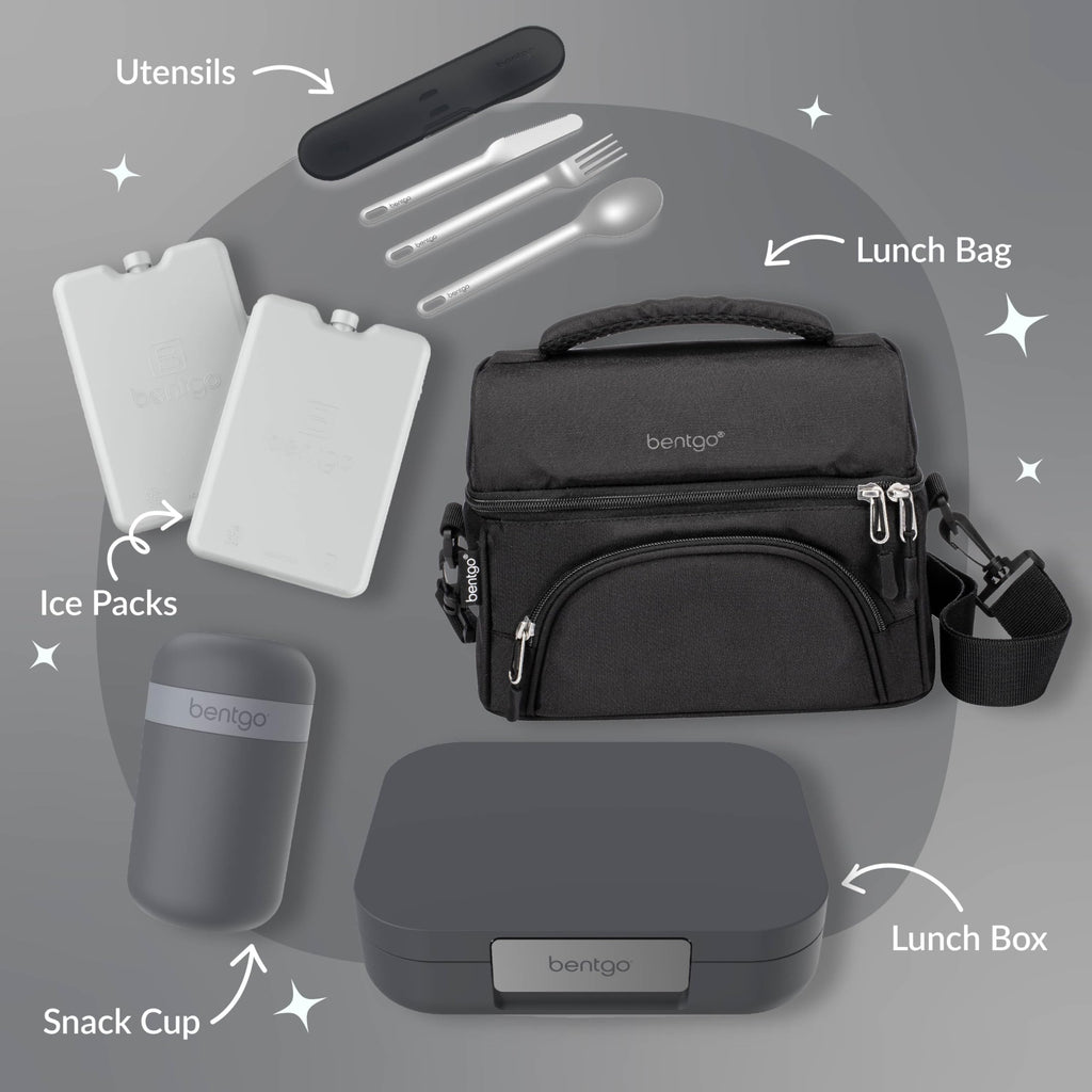 Bentgo Modern - Adult & Teen Bento Lunch Box; 3-4 Compartments, Leak-Resistant, 5.5 Cup Capacity/44 fl oz, Improved Locking Clips, Reusable, BPA-Free, Dishwasher/Microwave Safe Tray (Dark Gray)