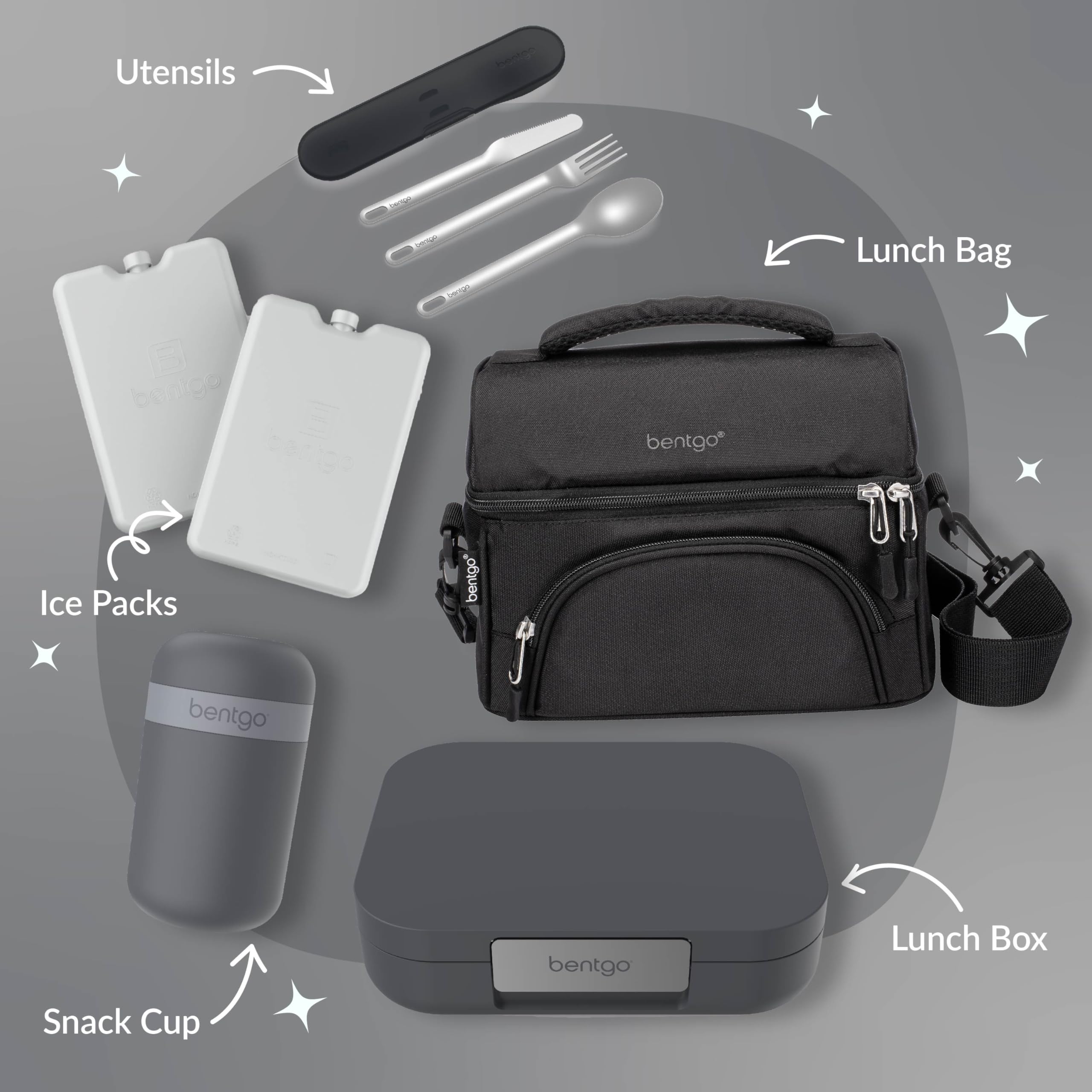 Bentgo Modern - Adult & Teen Bento Lunch Box; 3-4 Compartments, Leak-Resistant, 5.5 Cup Capacity/44 fl oz, Improved Locking Clips, Reusable, BPA-Free, Dishwasher/Microwave Safe Tray (Dark Gray)