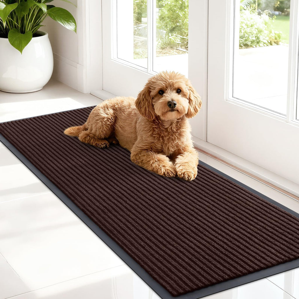 OLANLY Front Door Mat Indoor Outdoor Entrance, Waterproof Heavy Duty Doormat, Fade Resistant, Low Profile, Easy Clean Patio Porch Welcome Floor Mats for Entry, 29.5x17, Grey