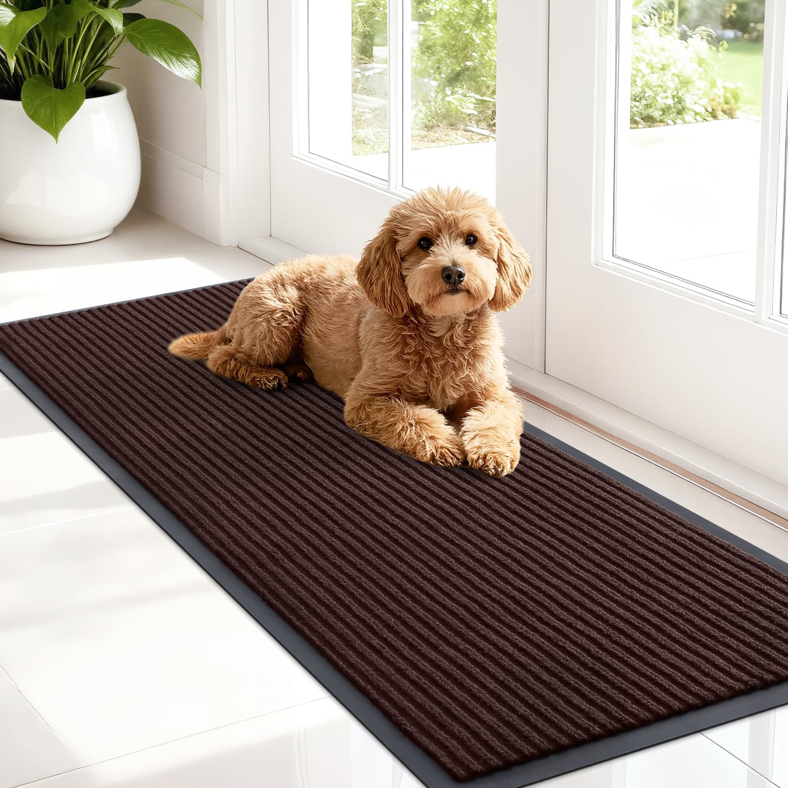 OLANLY Front Door Mat Indoor Outdoor Entrance, Waterproof Heavy Duty Doormat, Fade Resistant, Low Profile, Easy Clean Patio Porch Welcome Floor Mats for Entry, 29.5x17, Grey