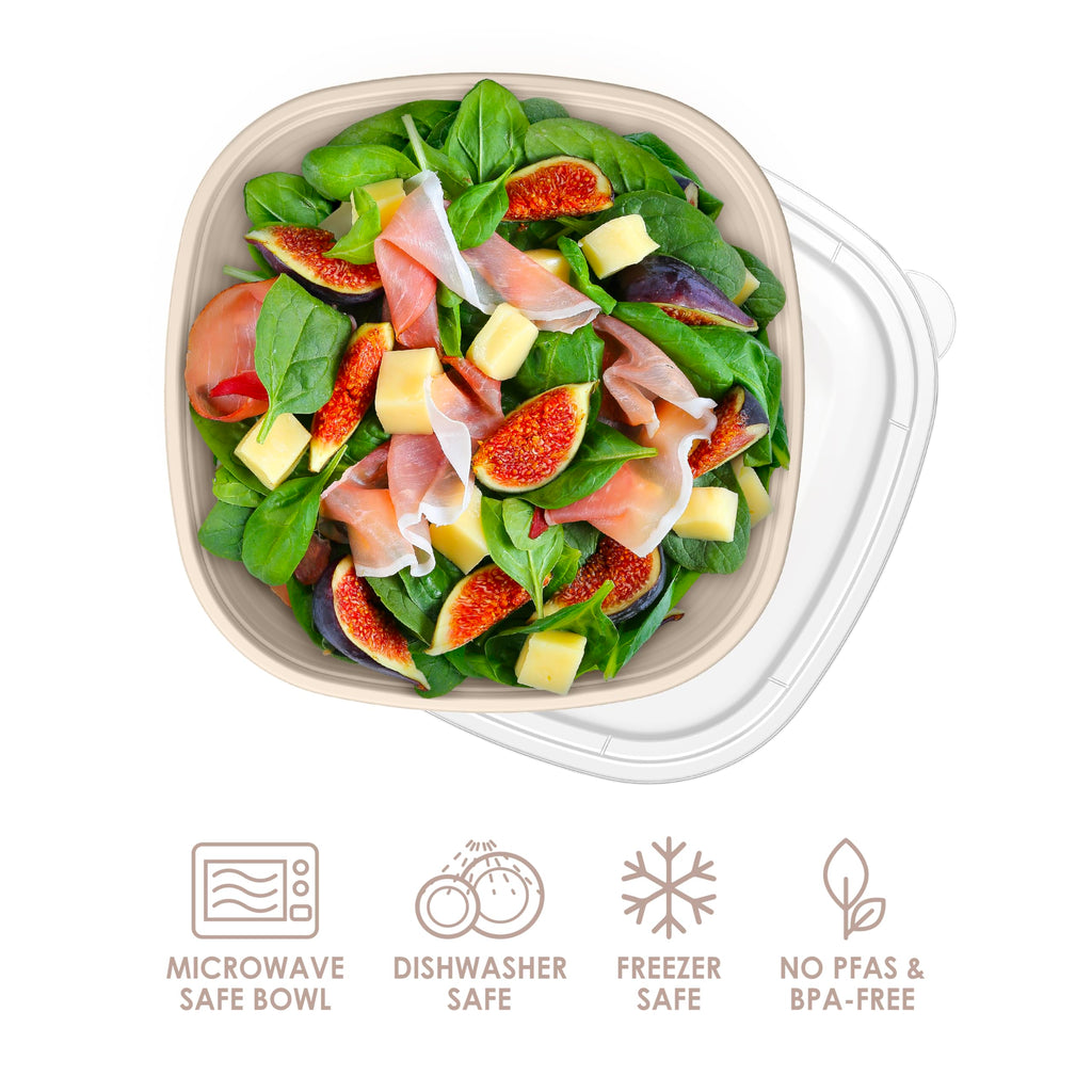 Bentgo Prep - 1-Compartment Bowls with Custom Fit Lids - Reusable, Microwaveable, Durable, PFAS & BPA-Free, Freezer and Dishwasher Safe Meal Prep Food Storage - 10 Bowls & 10 Lids (Graphite)