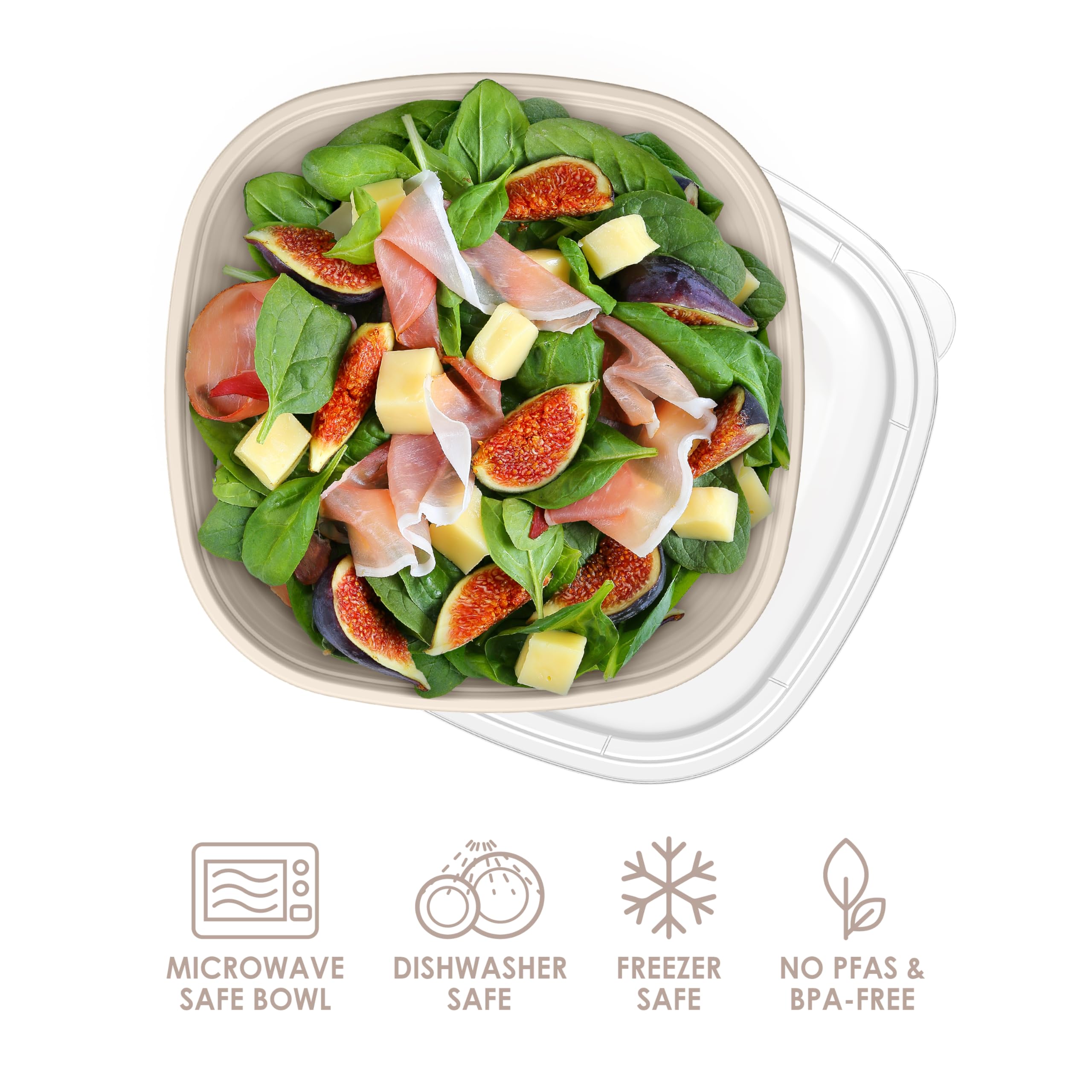 Bentgo Prep - 1-Compartment Bowls with Custom Fit Lids - Reusable, Microwaveable, Durable, PFAS & BPA-Free, Freezer and Dishwasher Safe Meal Prep Food Storage - 10 Bowls & 10 Lids (Graphite)