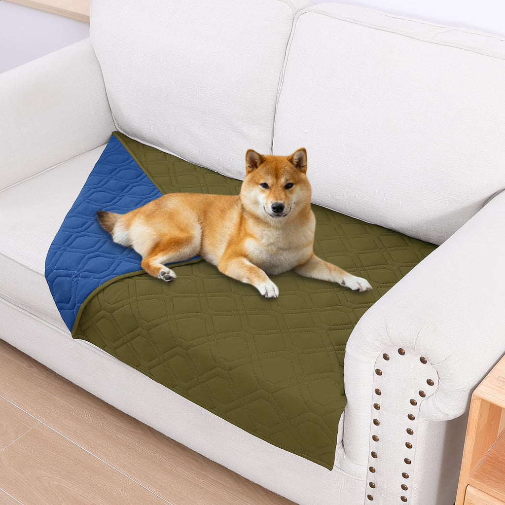 Smiry Waterproof Couch Covers for Dogs Washable, Reversible Pet Couch Covers for 3 Cushion Sofa Pet Friendly, Soft Sofa Furniture Protector for Dogs Cat Kids, Checkered (30"x70", Grey/Dark Grey)