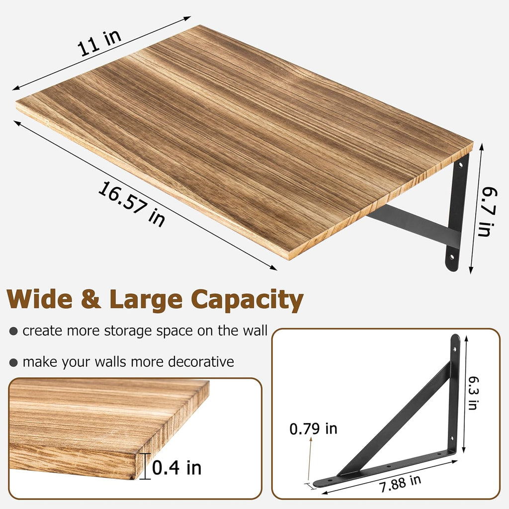 RedCall Floating Shelves,16W x 12D Wood Wall Shelves for Living Room,Bedroom,Kitchen, Office Storage