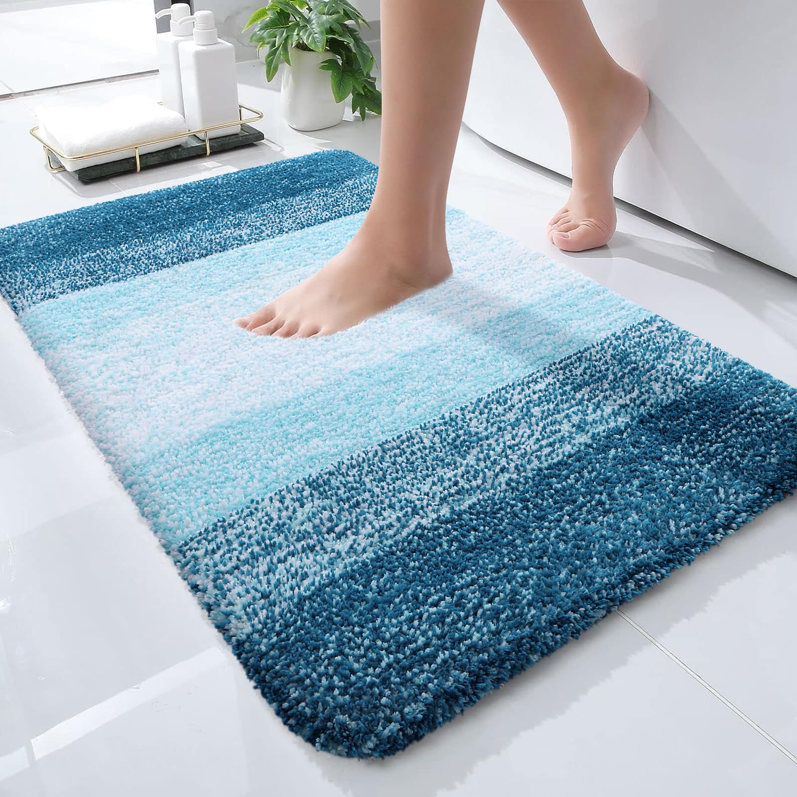 OLANLY Bathroom Rugs Mat 30x20, Extra Soft Absorbent Microfiber Bath Rugs, Rubber Backing, Quick Dry, Machine Washable Bath Mats for Bathroom Floor, Tub and Shower, Home Decor Accessories, Grey