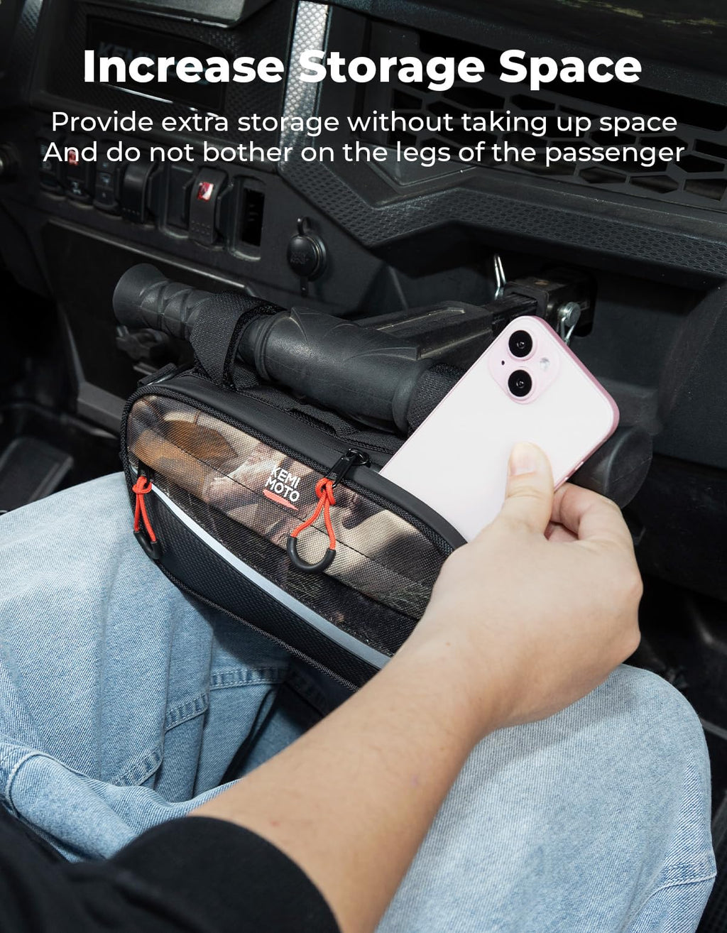 KEMIMOTO UTV Roll Cage Storage Bag Universal 1680D Grab Handle Storage Bag Dimensions 11" x 5" Side by Side Accessories Compatible with UTV, ATV, Golf Cart, Bike, Off-road Vehicle