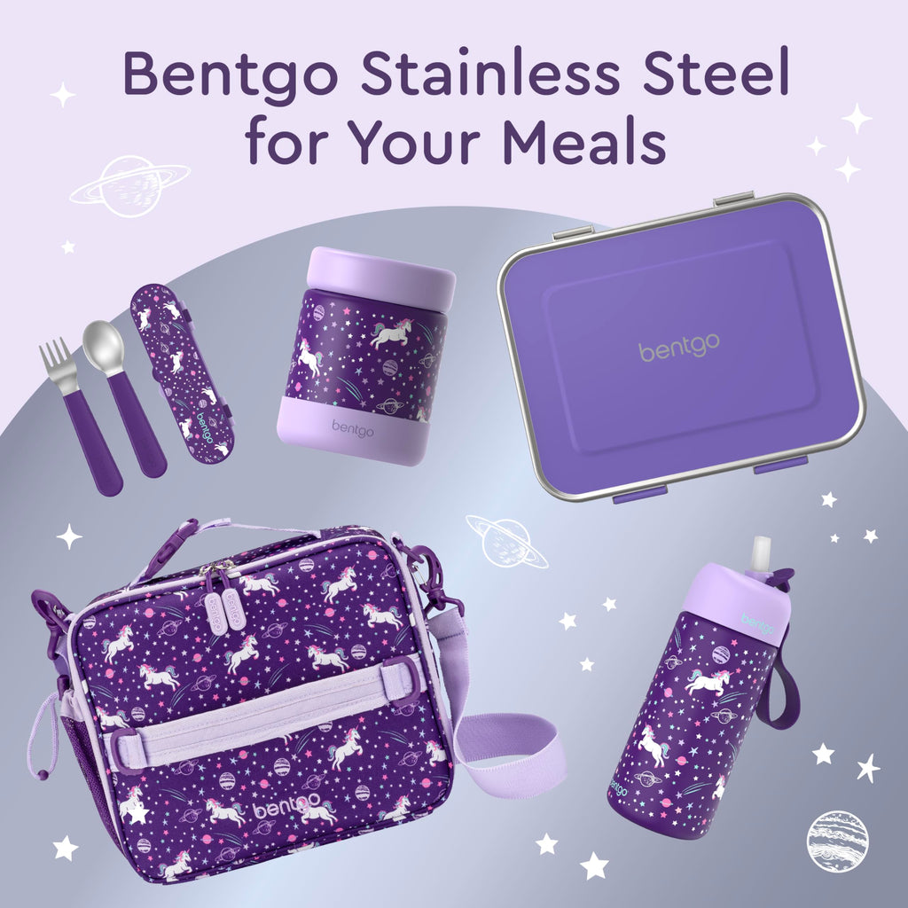 Bentgo Kids Stainless Steel Leak-Resistant Lunch Box - 3-Compartments with Bonus Silicone Container, Durable, Eco-Friendly, Dishwasher Safe, BPA-Free, Ideal for School, Ages 3+ (Blue)