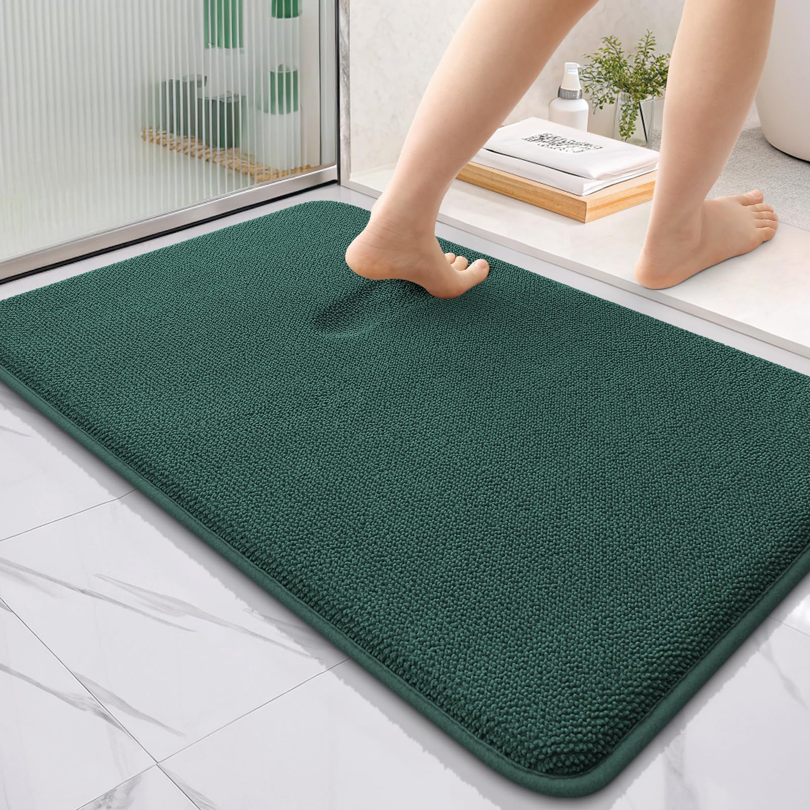 OLANLY Thick Memory Foam Bath Mat Rug 30x20, Extra Soft Absorbent Bathroom Rugs, Quick Dry Bath Mats, Non-Slip, Machine Washable Carpet for Bathroom, Tub and Shower, Home Decor Accessories, Grey