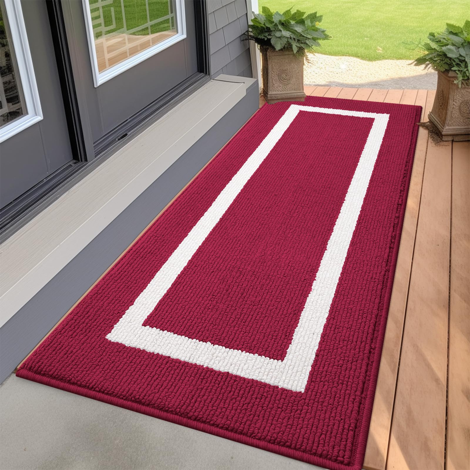 OLANLY Indoor Door Mat, 32x20, Non-Slip Absorbent Resist Dirt Entrance Mat, Washable Low-Profile Inside Entry Doormats for Entryway, Grey
