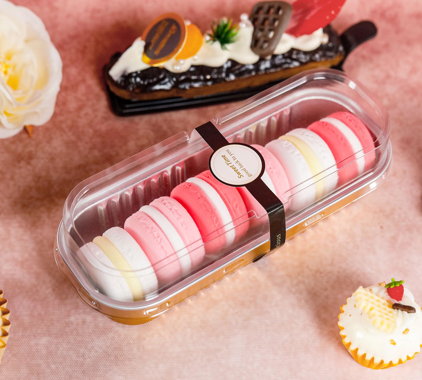Mini Loaf Pans with Lids and Spoons Rectangular Aluminum Foil Baking Pans Mini Cheesecake Containers 6.8oz(60 Pack, Pink)