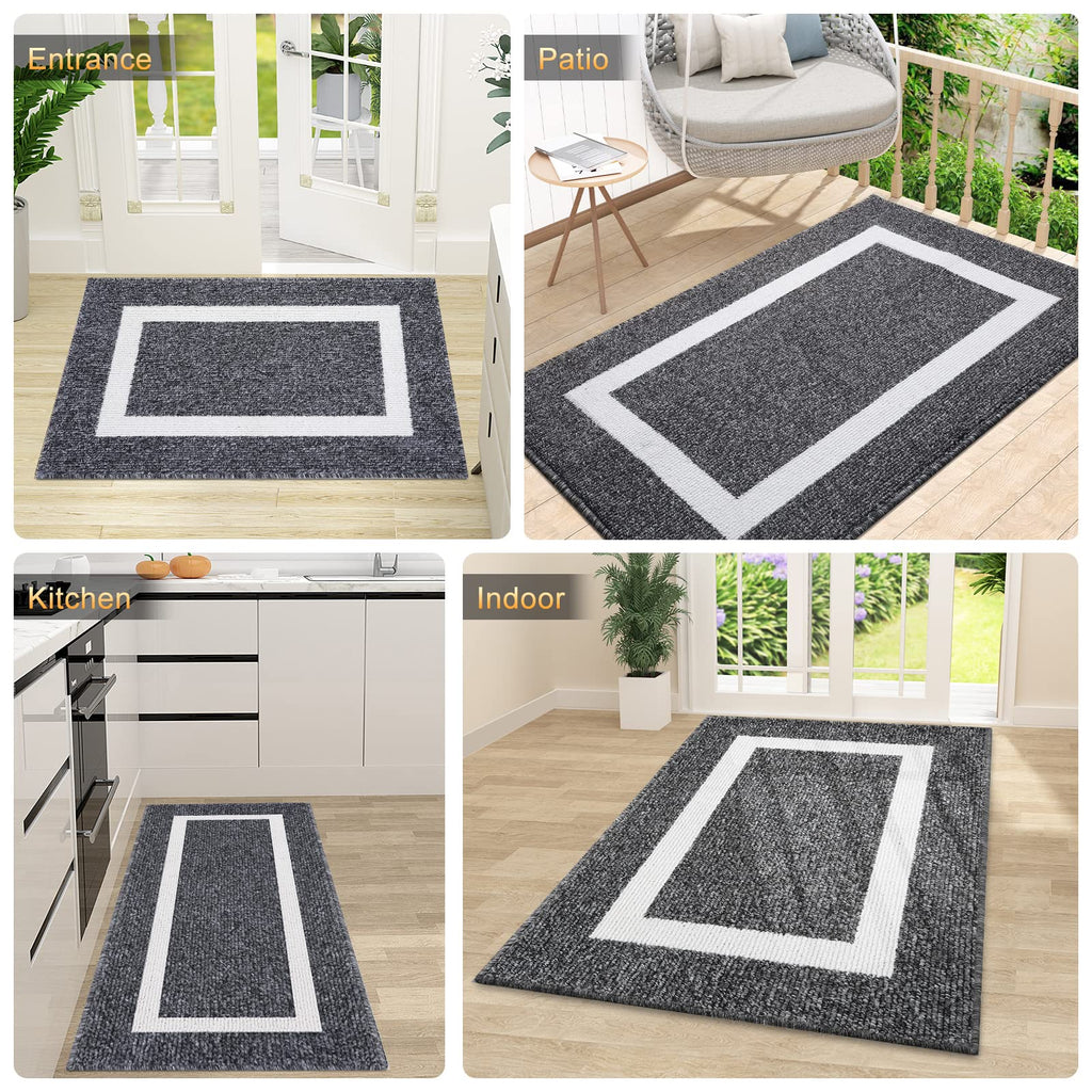 OLANLY Indoor Door Mat, 32x20, Non-Slip Absorbent Resist Dirt Entrance Mat, Washable Low-Profile Inside Entry Doormats for Entryway, Grey