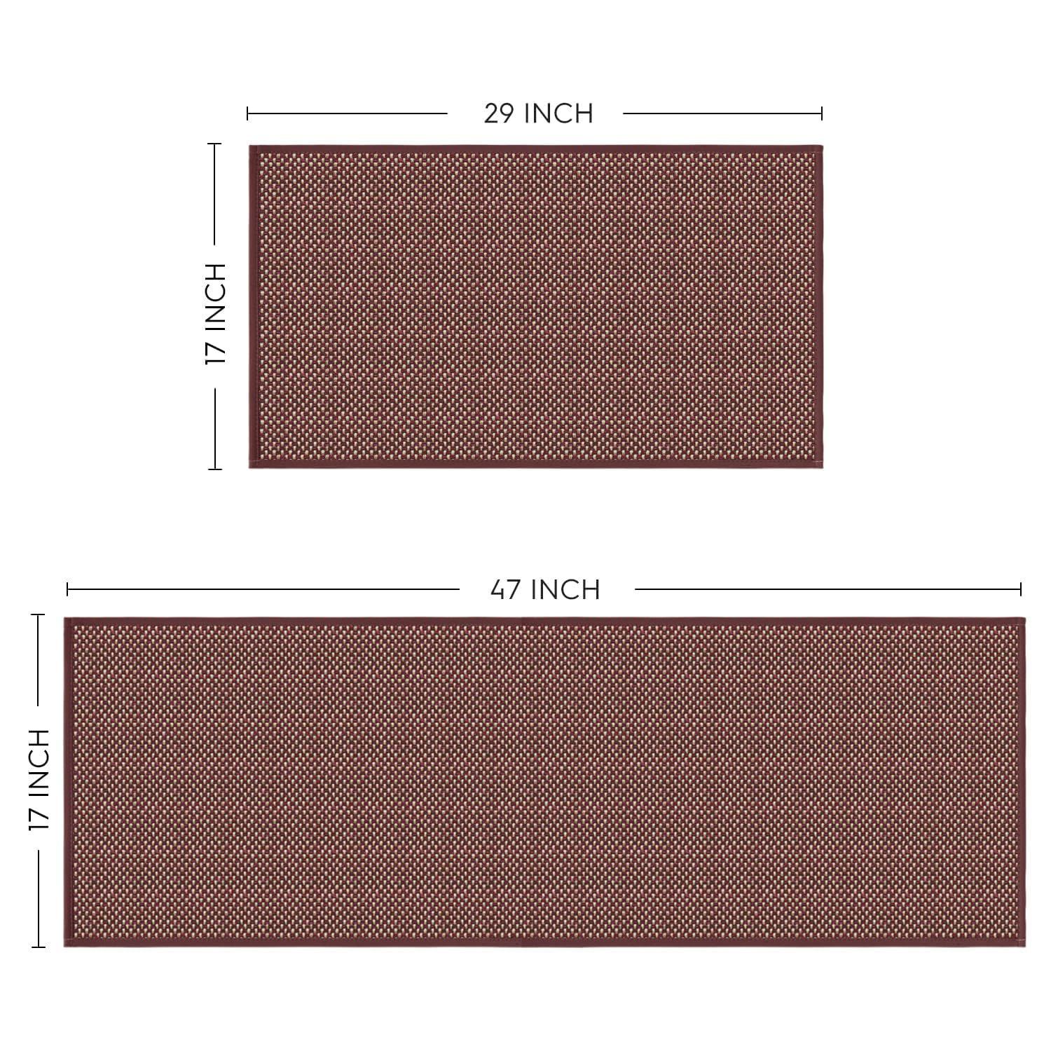 Artoid Mode Washable Non Slip Kitchen Rugs and Mats Set of 2, Rubber Backing Absorbent Kitchen Mats for Floor Front of Sink - 17x29 and 17x47 Inch