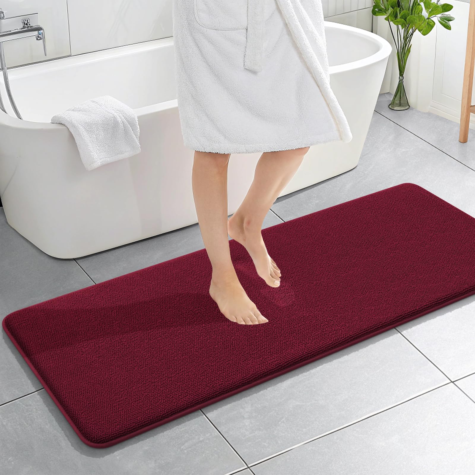 OLANLY Thick Memory Foam Bath Mat Rug 30x20, Extra Soft Absorbent Bathroom Rugs, Quick Dry Bath Mats, Non-Slip, Machine Washable Carpet for Bathroom, Tub and Shower, Home Decor Accessories, Grey