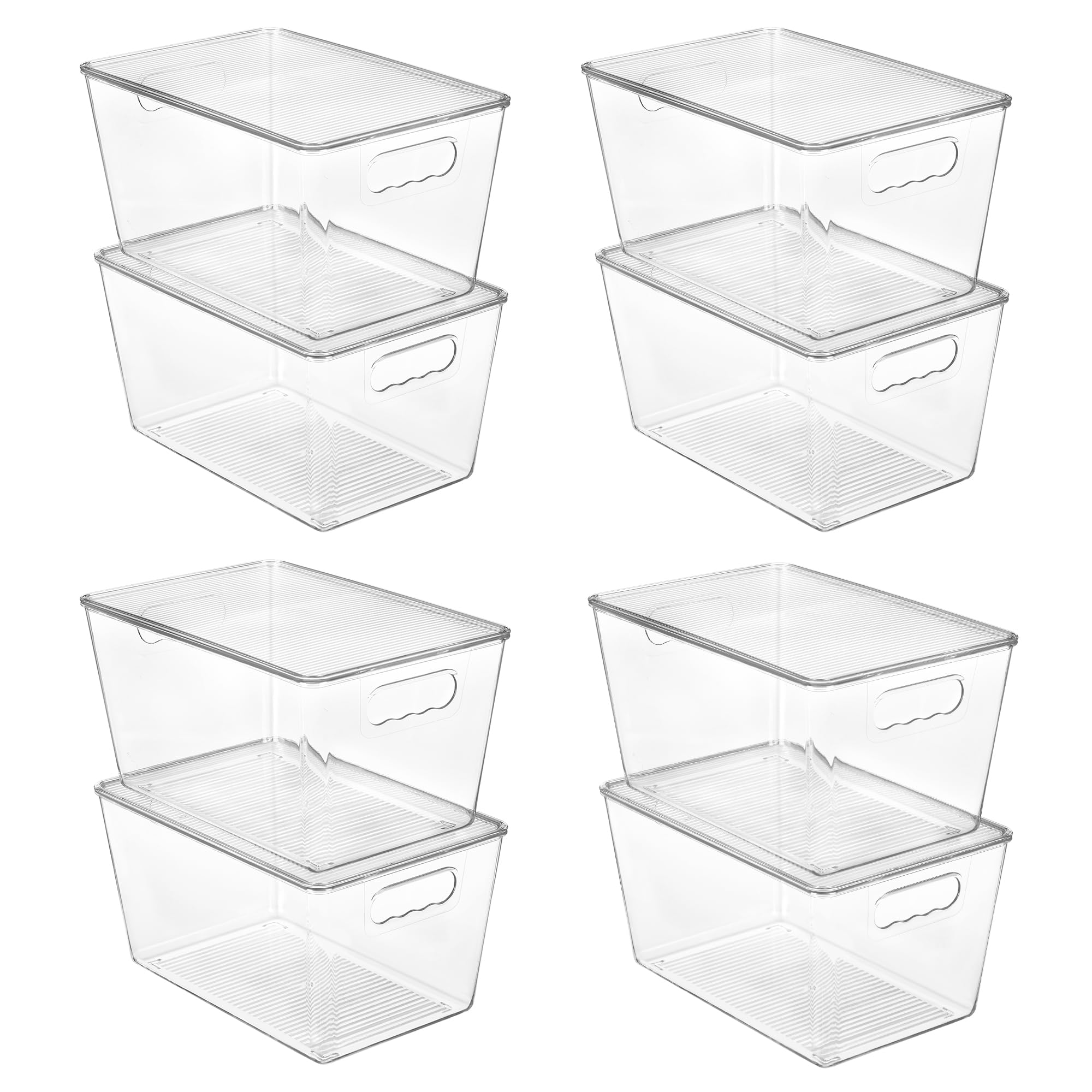 Vtopmart 6 Pack Clear Stackable Storage Bins with Lids, Large Plastic Containers with Handle for Pantry Organizer and Storage,Perfect for Bathroom,Cabinet,Kitchen,Fridge,Closet Organization