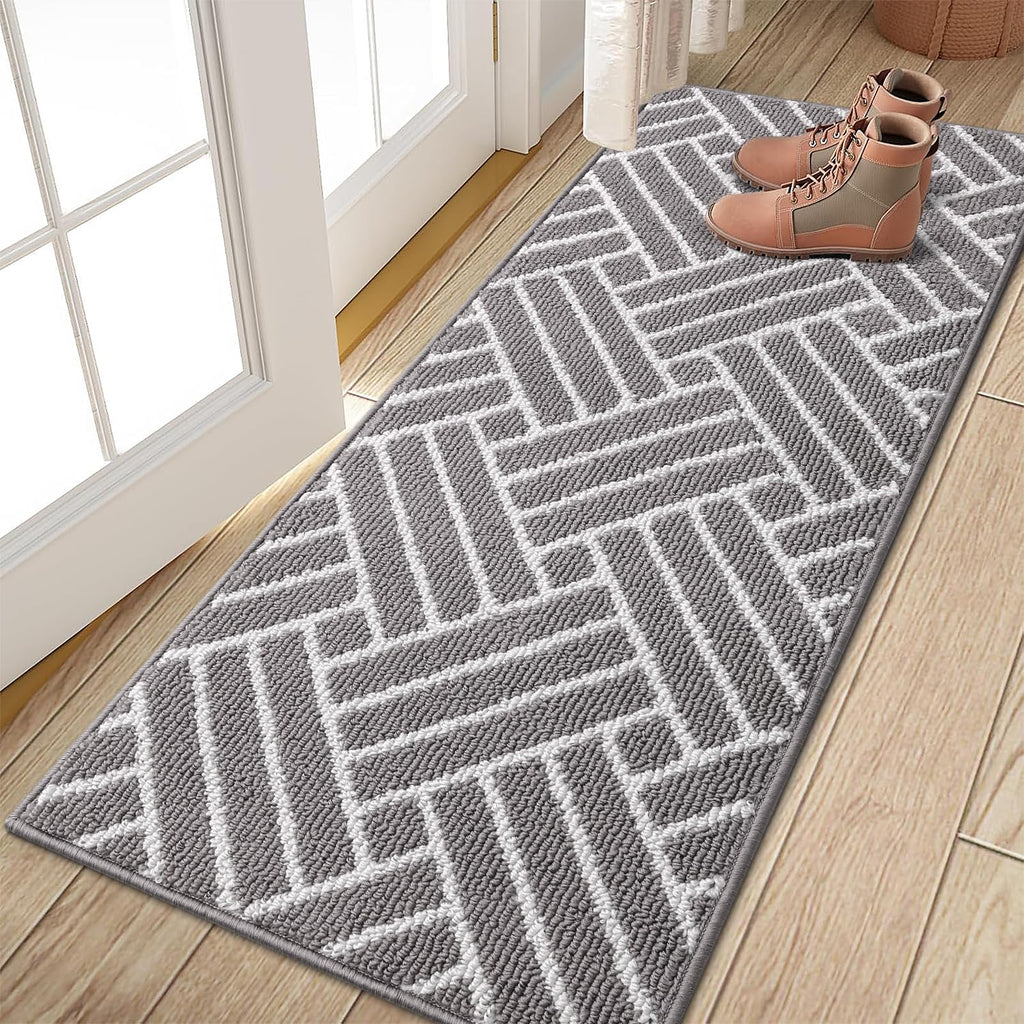 OLANLY Indoor Door Mat, 32x20 Inch, Dirt Resistant and Absorbent, Non-Slip Rubber Backing Floor Mats, Easy Clean Low-Profile Doormat for Entryway, Front Door, and Inside Entrance, Grey
